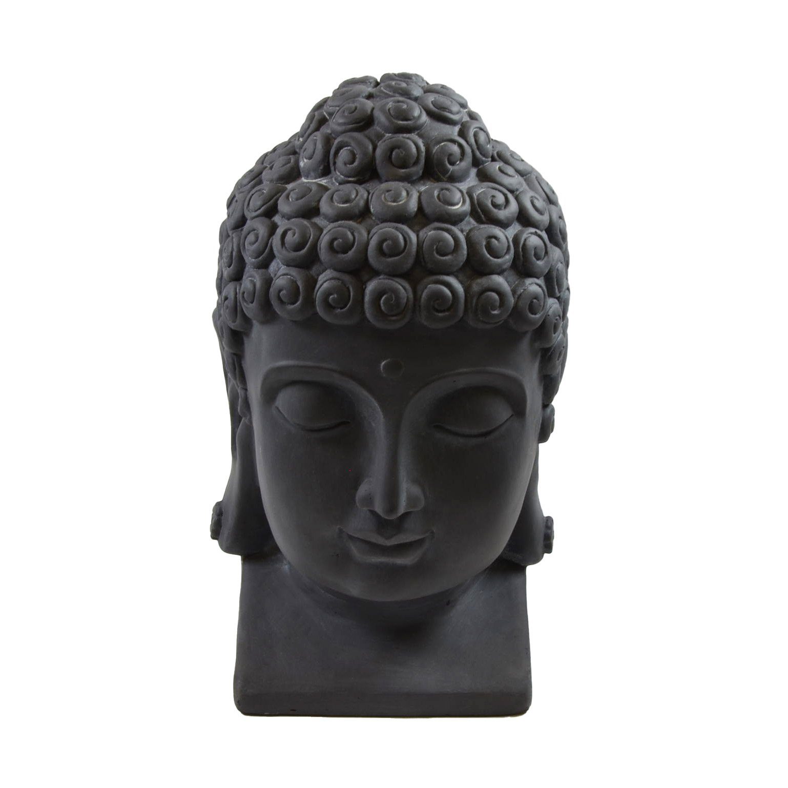 B&S Buddhafigur Buddha Kopf groß H 40 cm Steinfigur Deko Figur Skulptur Feng Shui