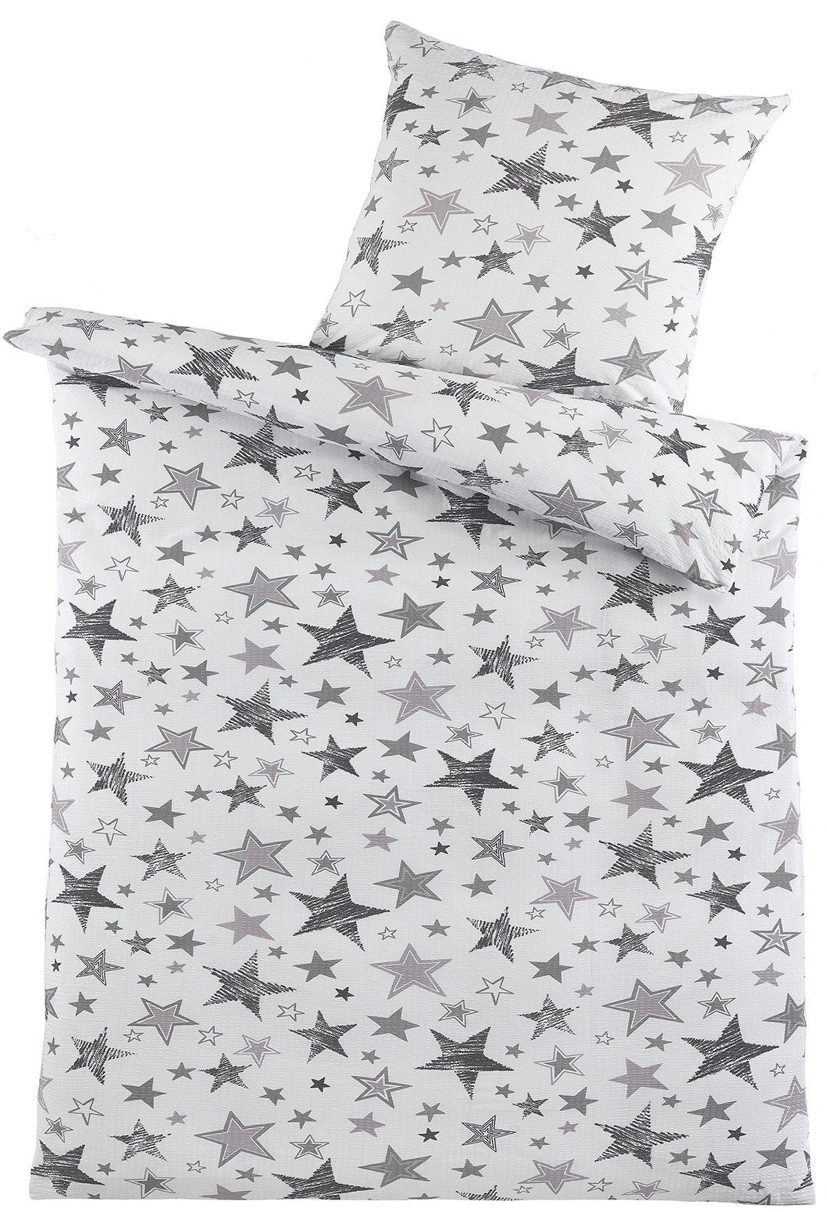 KH-Haushaltshandel Bettwäsche Baumwoll Seersucker Bettwäsche 135x200 +80x80 günstig online kaufen