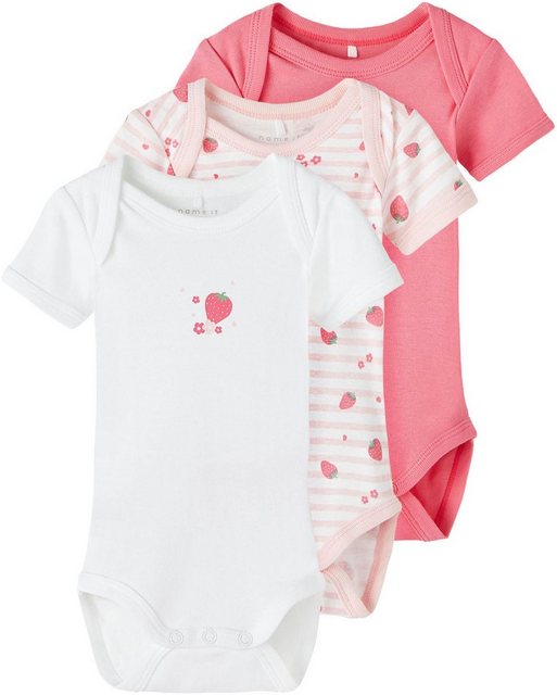 Name It Kurzarmbody NBFBODY 3P SS STRAWBERRY NOOS (Packung, 3 tlg)  - Onlineshop Otto