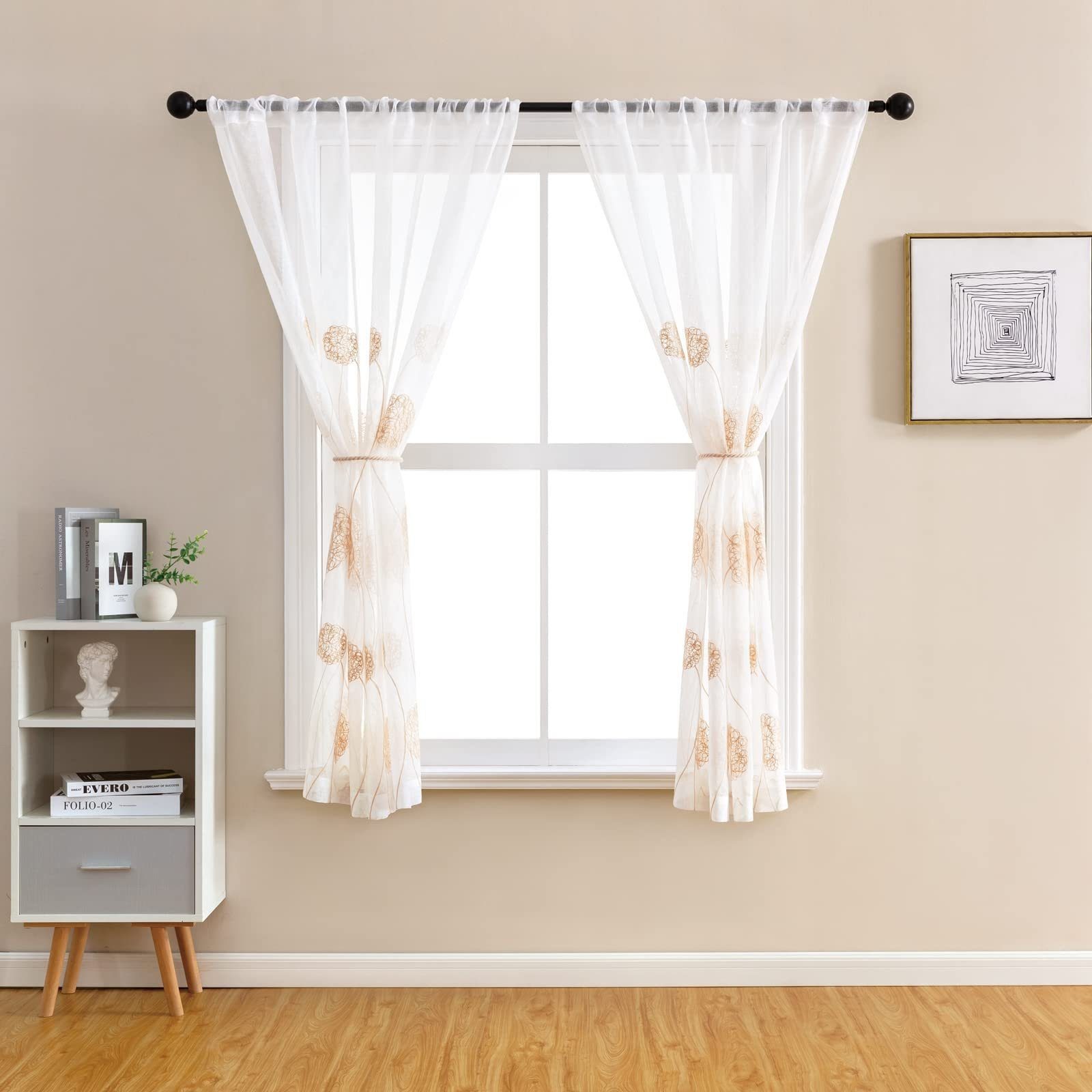 BYSURE Gardine (2 St), Stangendurchzug, transparent, Voile, Bestickt Ösenvo günstig online kaufen