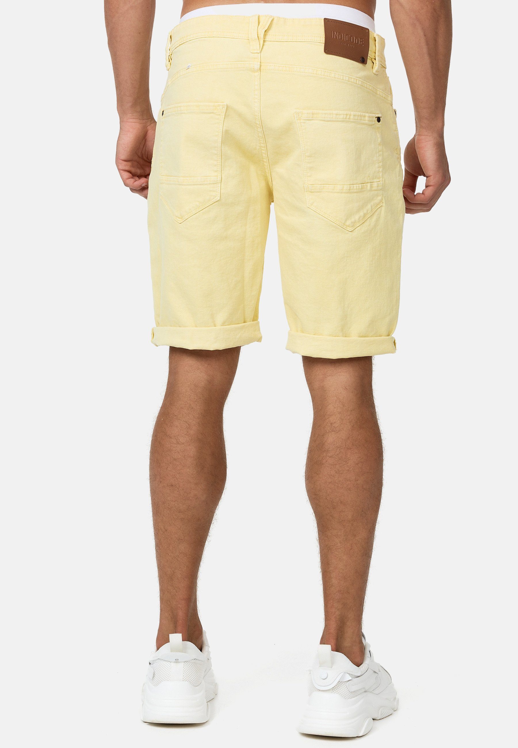 Indicode Jeansshorts Herren Page Jeans Shorts Herrenshorts 5-Pocket-Shorts aus Stretch Denim