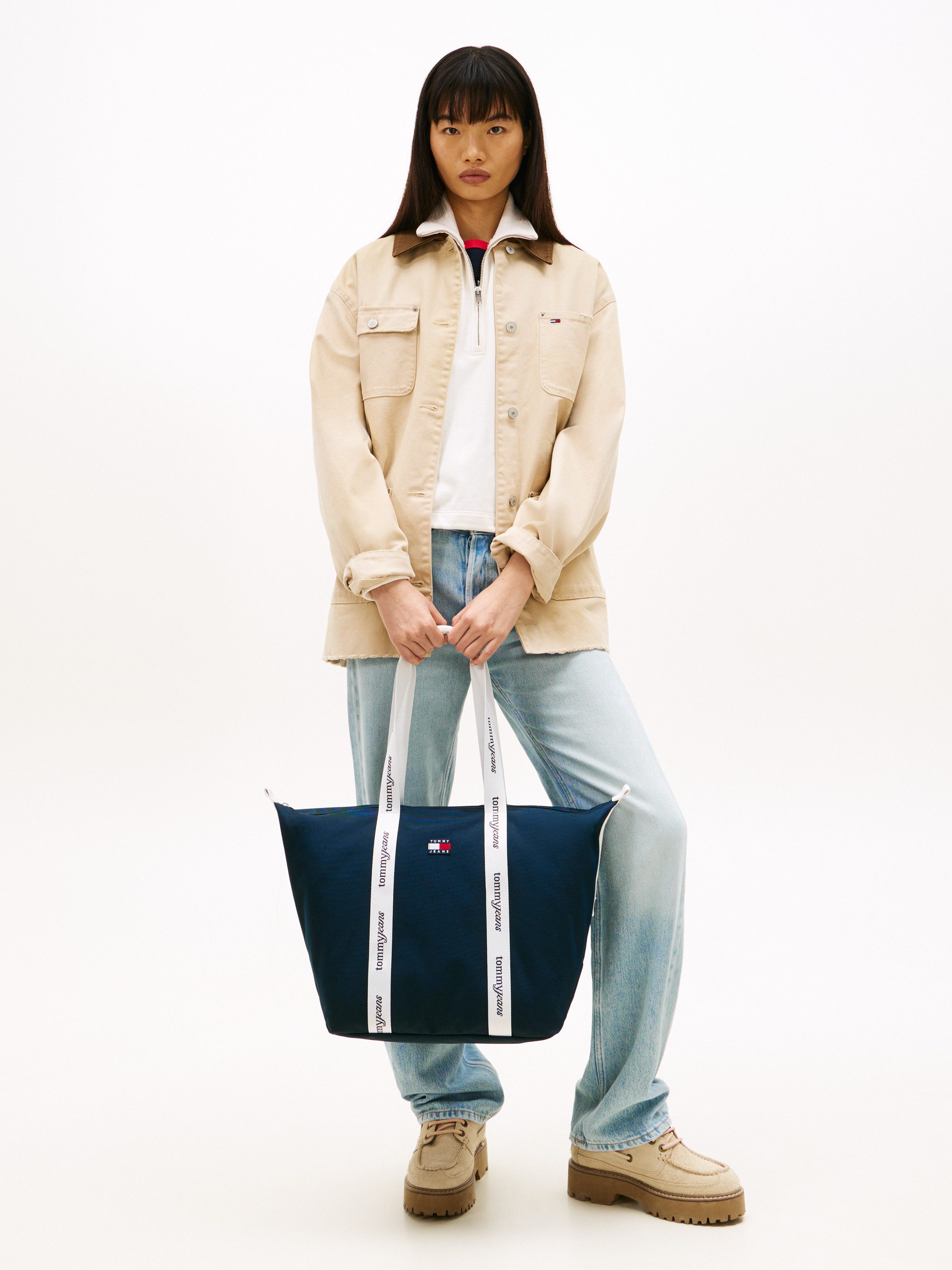 Tommy Jeans Tragetasche TJW ESS DAILY TOTE, Schultertasche, Shopper mit kontrastiven Henkeln