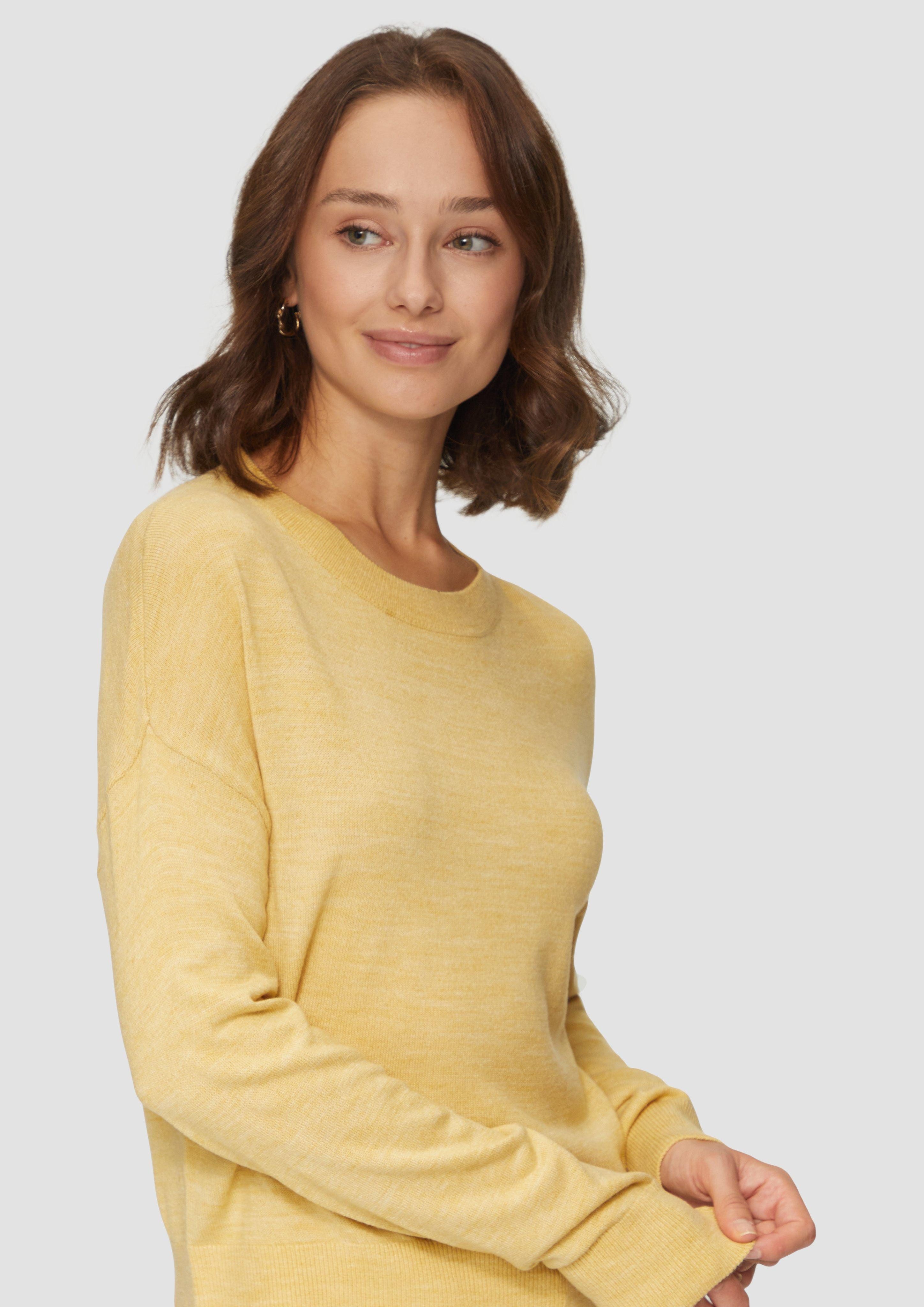QS Strickpullover Verkürzter Strickpullover in Melange-Optik günstig online kaufen