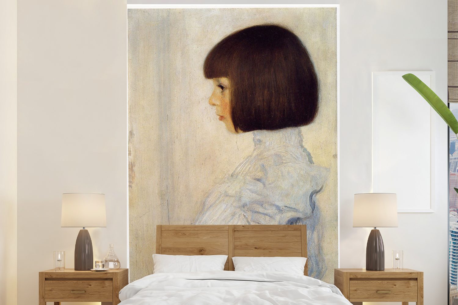 MuchoWow Fototapete Porträt von Helene Klimt - Gustav Klimt, Matt, bedruckt, (3 St), Montagefertig Vinyl Tapete für Wohnzimmer, Wandtapete