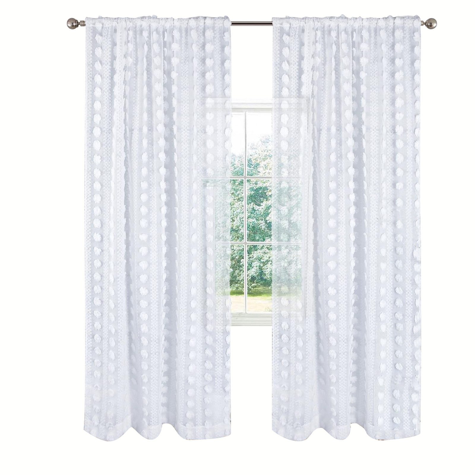 Jibenhome Gardine Voile Vorhänge Halbtransparent Vorhang, Wohnzimmer Luftig günstig online kaufen