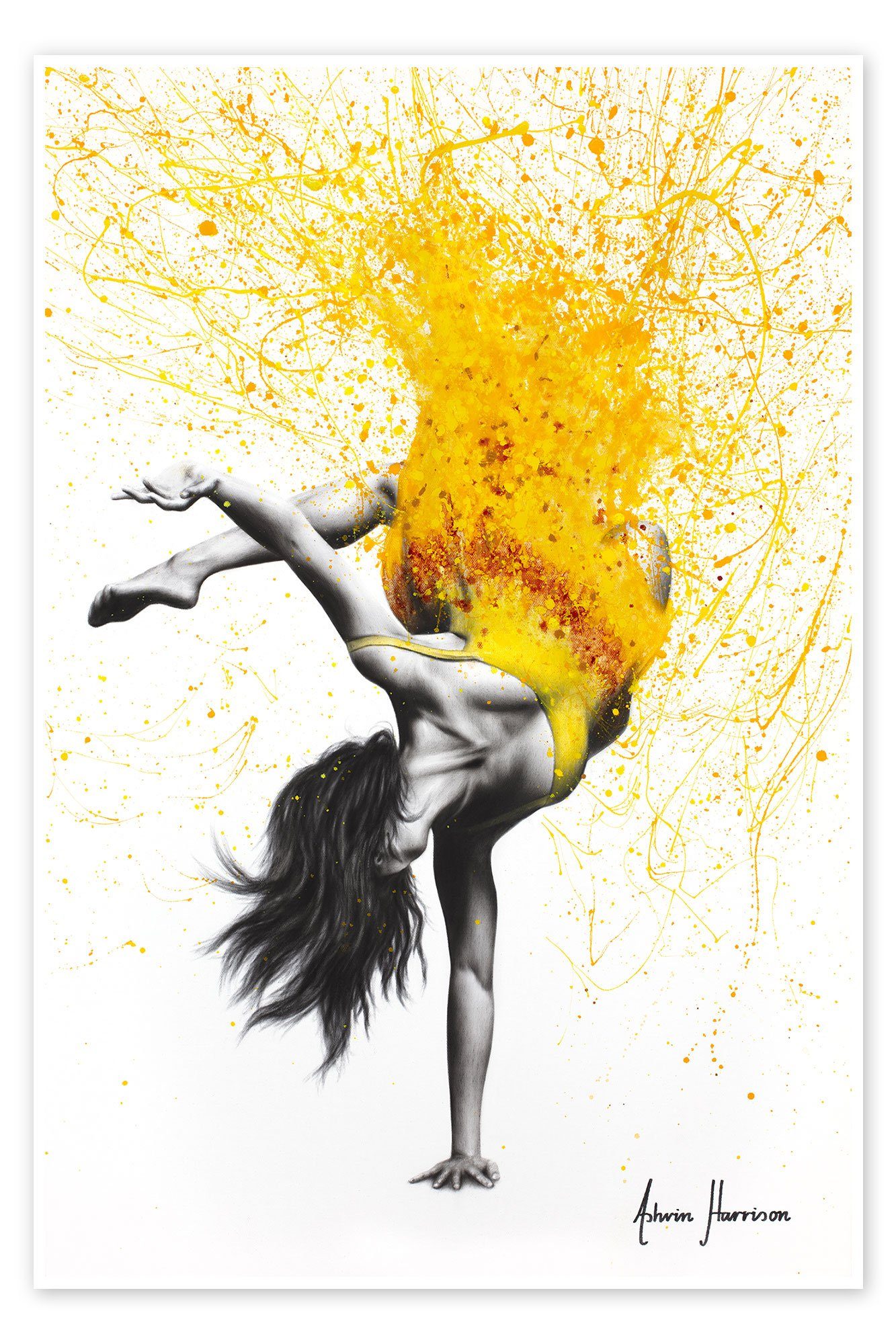 Posterlounge Poster Ashvin Harrison, Break Dance im gelben Kleid, Illustration