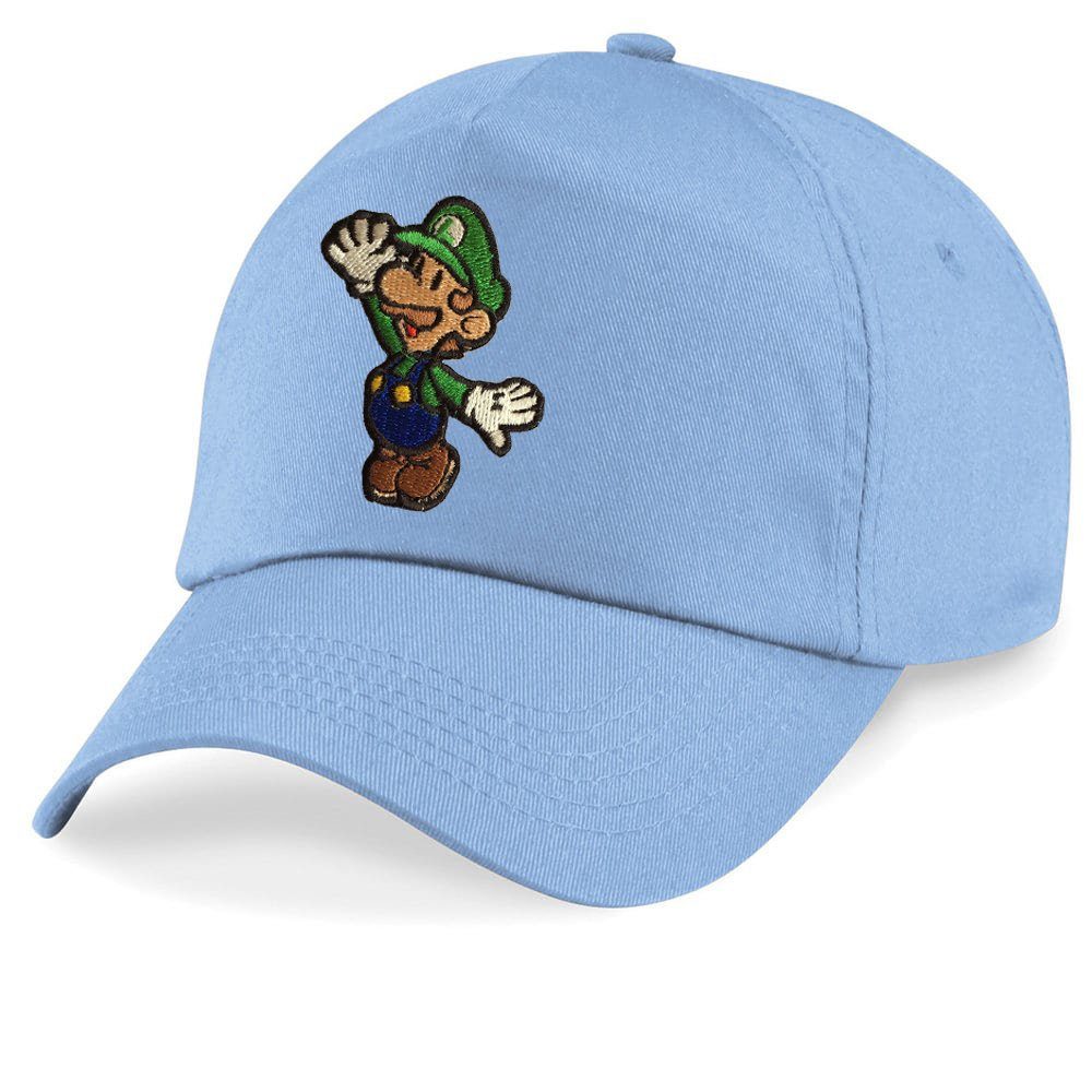 Hellblau Patch Klempner Size Cap Nintendo Luigi Baseball Stick Super One Brownie & Kinder Blondie