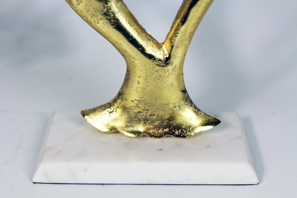 Aluminium Skulptur und aus x Arnusa Gold, Dekofigur 50 Marmor Metall Deko 63 Lebensbaum Skulptur Große cm