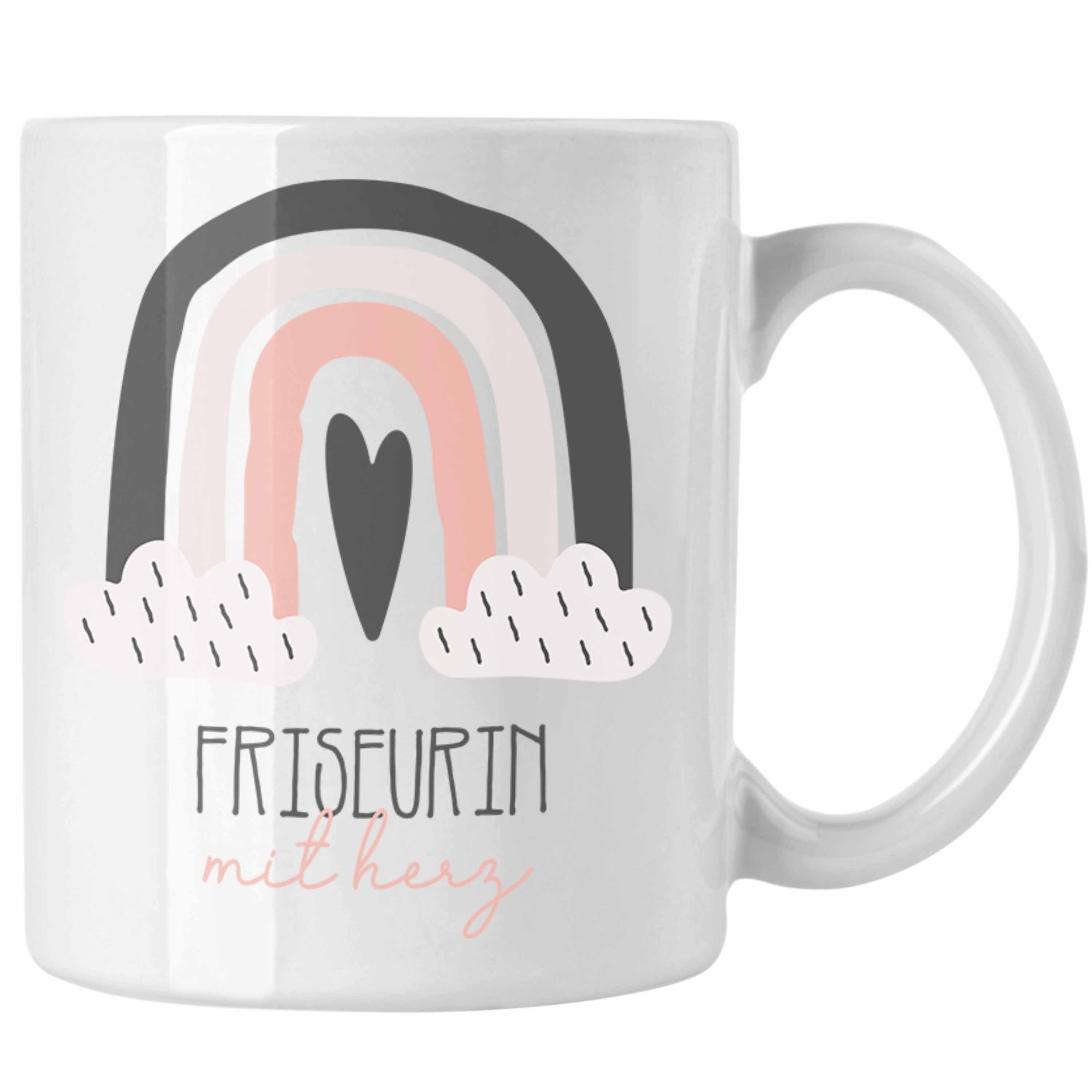 Trendation Tasse Friseurin Tasse Geschenk Danke Kaffeetassse Geschenkidee für die best Weiss