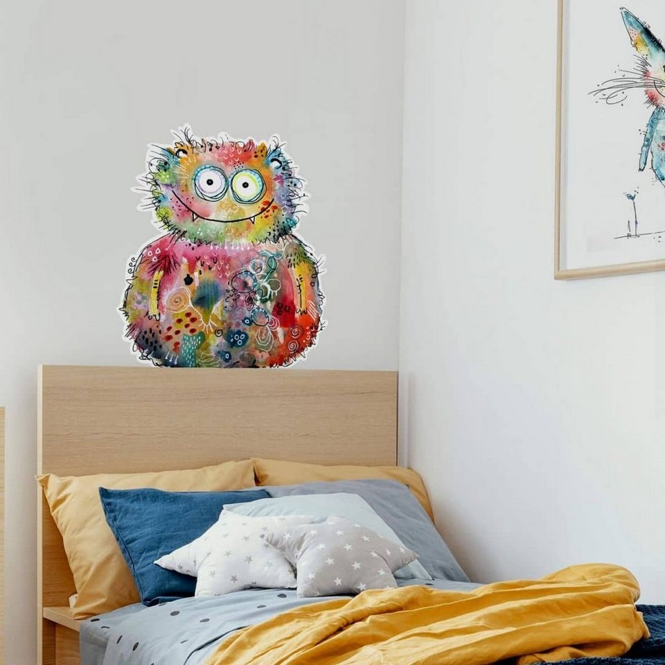 K&L Wall Art Wandtattoo Wandtattoo Hagenmeyer Kinderzimmer Happy Monster  Lebensfreude, Wandbild selbstklebend, entfernbar