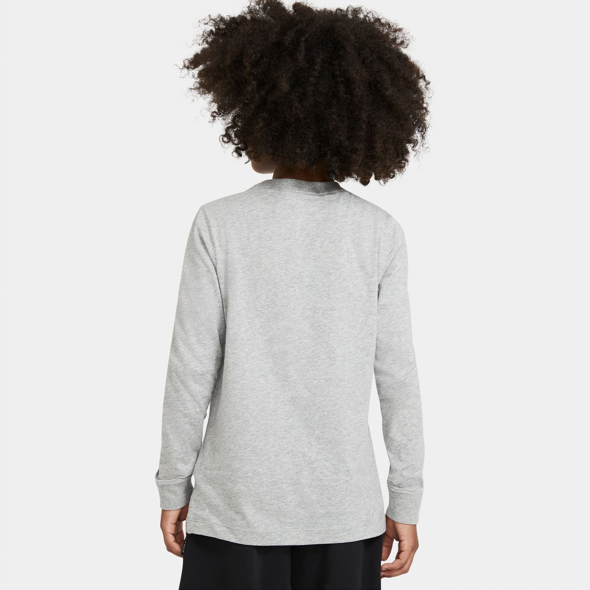 Nike Sportswear Langarmshirt BIG DK KIDS' T-SHIRT GREY LONG-SLEEVE HEATHER/WHITE (BOYS)