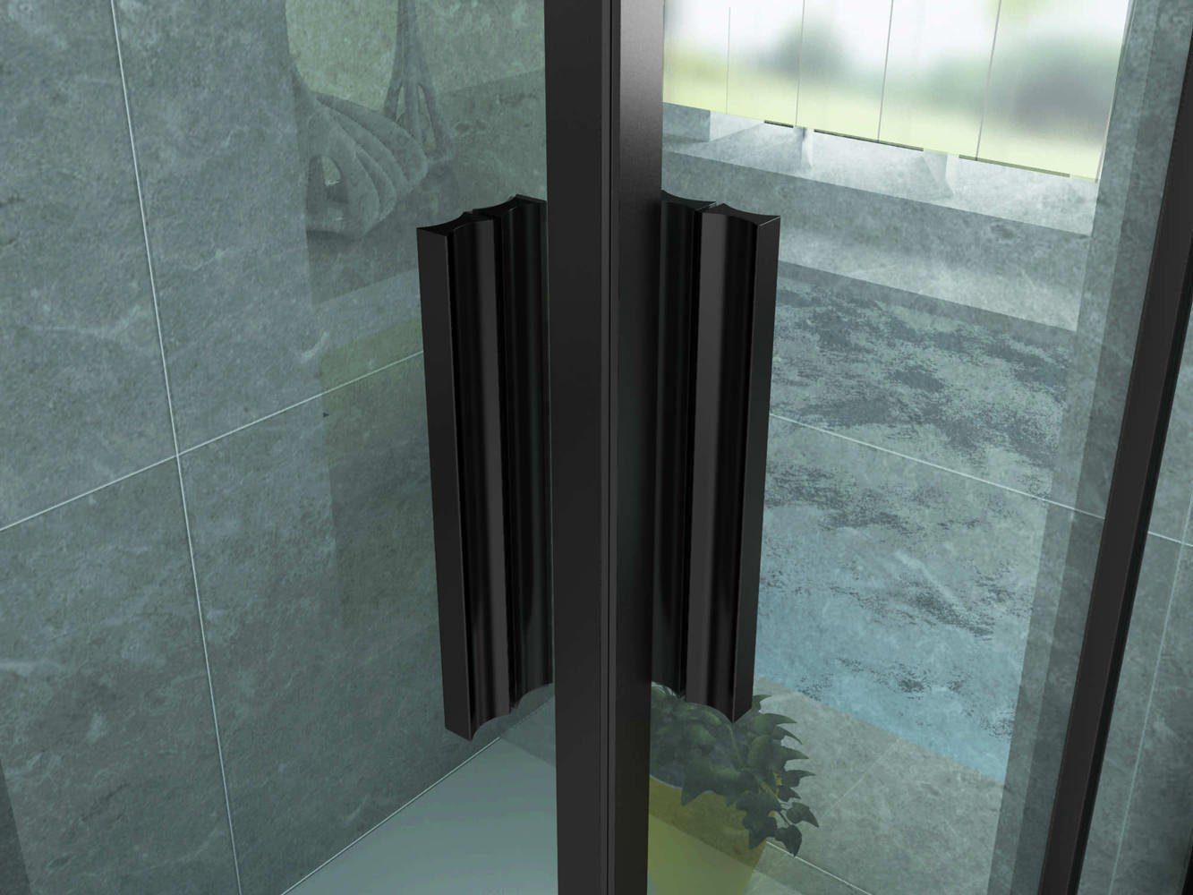 Aloni Eckdusche CR-B8080, BxT: 80x80 cm, 1-tlg., Aloni Duschkabine Eckeinstieg mit Schiebetüren Rahmen Schwarz