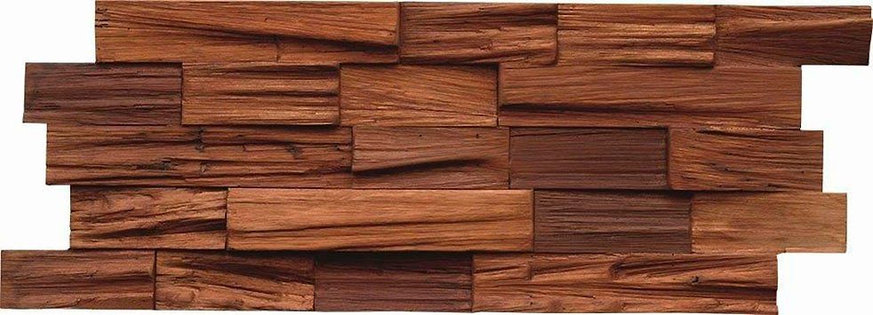Wandpaneel Muster Indo Echtholzpaneel Axewood Bangkirai, BxL: 20x50 cm, 0,1 qm, (Packung, 1-tlg) schallreduzierende Wandverkleidung mit 3D-Effekt Coffee