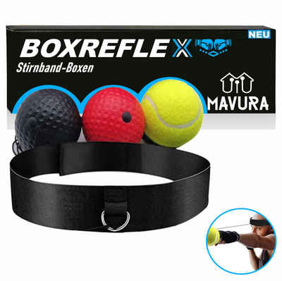 MAVURA Spielball BOXREFLEX Box Reflexball Stirnband Ball Boxen Reaktionsball 3 Bälle, Fight Reflex Boxing Kopfband für Speed Training Punch Sport Übung
