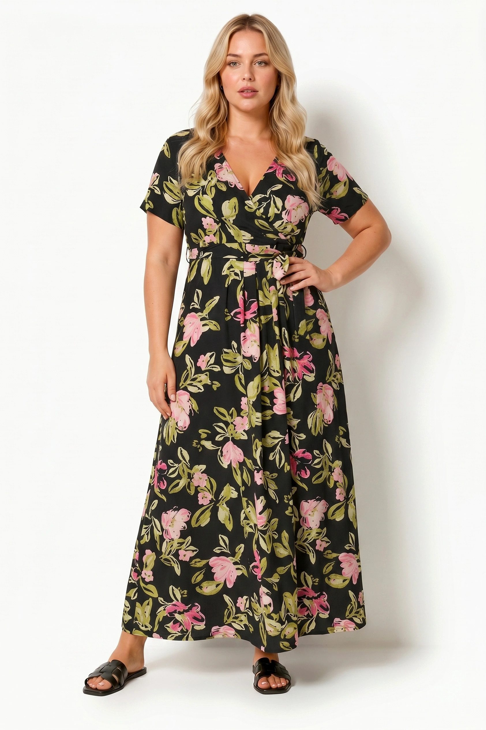 Shape of You Maxikleid Gürtel-V-Ausschnitt Maxikleid