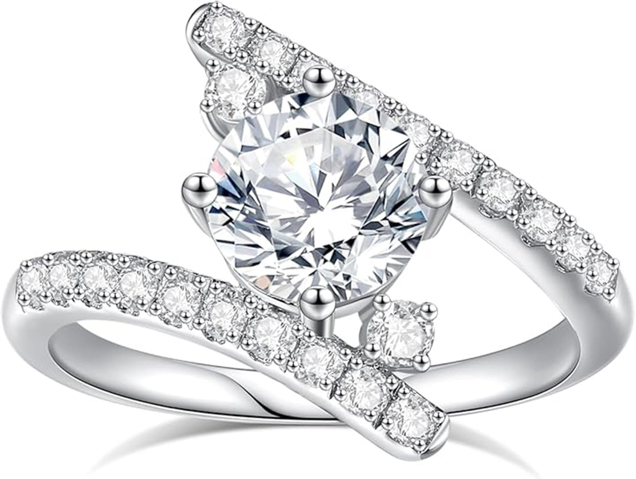 Jumpeak Diamantring Schmuck Damen Ringe,Runder Diamantring für Damen,Geschenk Freundin (Diamantring mit rundem Brillant-Schnitt,Geschenk Freundin Geburtstag, 1,5 ct, 2 ct Diamant, E Farbe, VS1, 3EX, 14 K-Gold), Verlobungsringe Frau,Symbol der Liebe,Eheringe Gold,Ring mit Stein