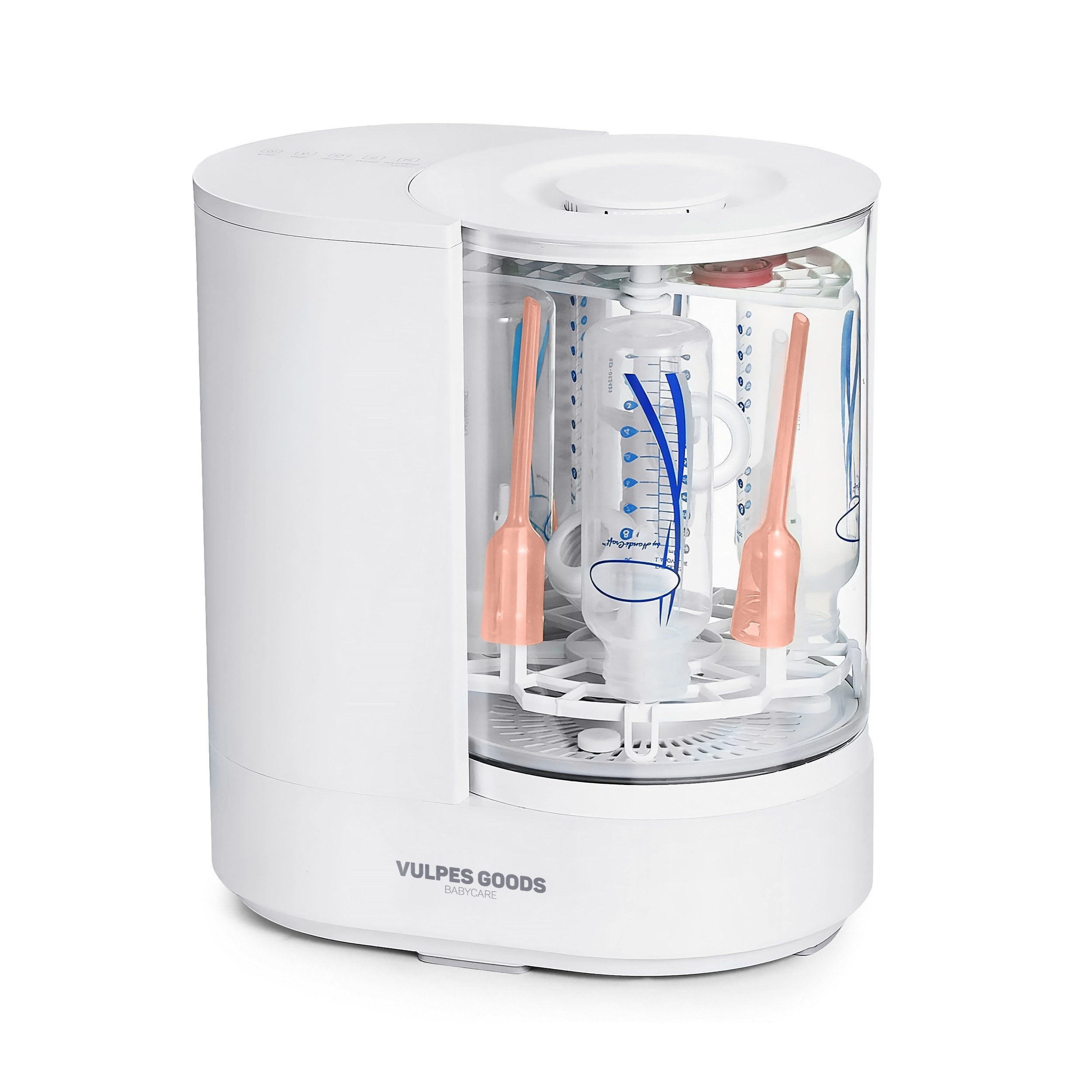 Vulpes Goods Dampfsterilisator BabyCare Flaschenwaschmaschine PRO, mit Ablaufschlauch, 4-in-1 mit 40 Sprühdüsen