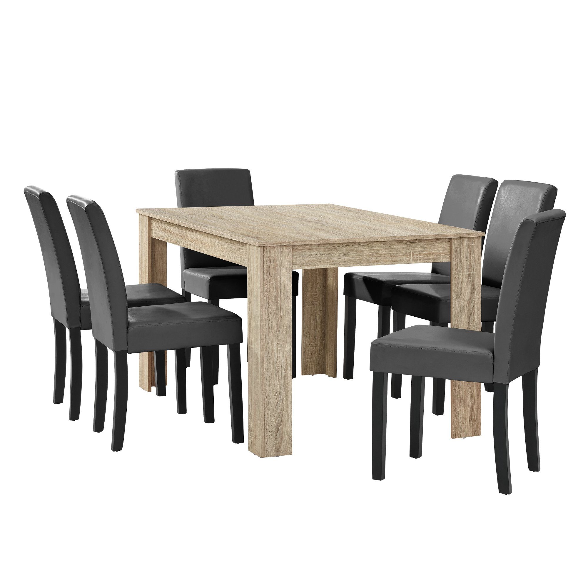 en.casa Essgruppe, (7-tlg., Esstisch mit 6 günstig online kaufen
