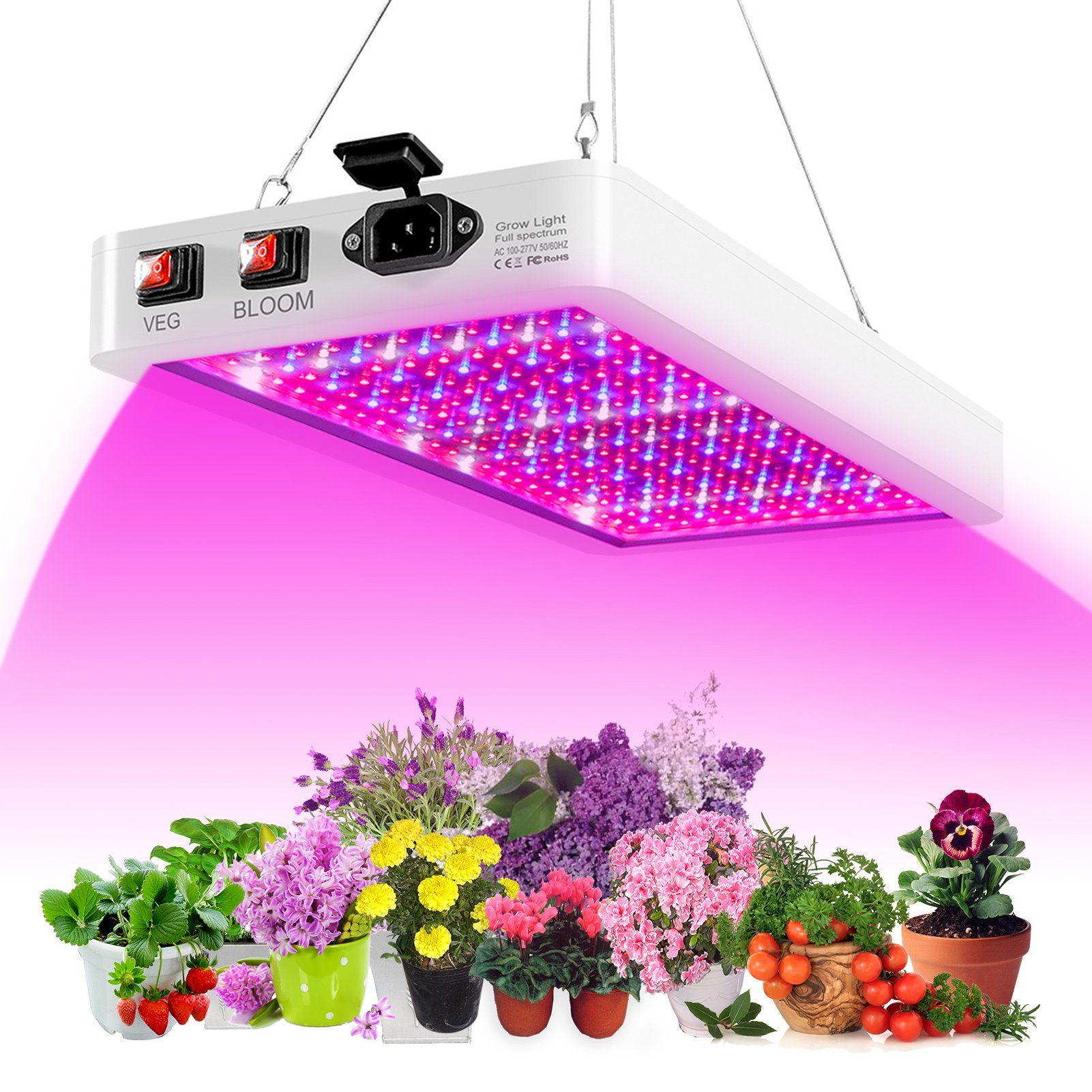 Tidyard Pflanzenlampe 1000W, 216/ 312 LEDs, Wasserdichte, 312 LEDs, Wasserdichte, Dual Switch