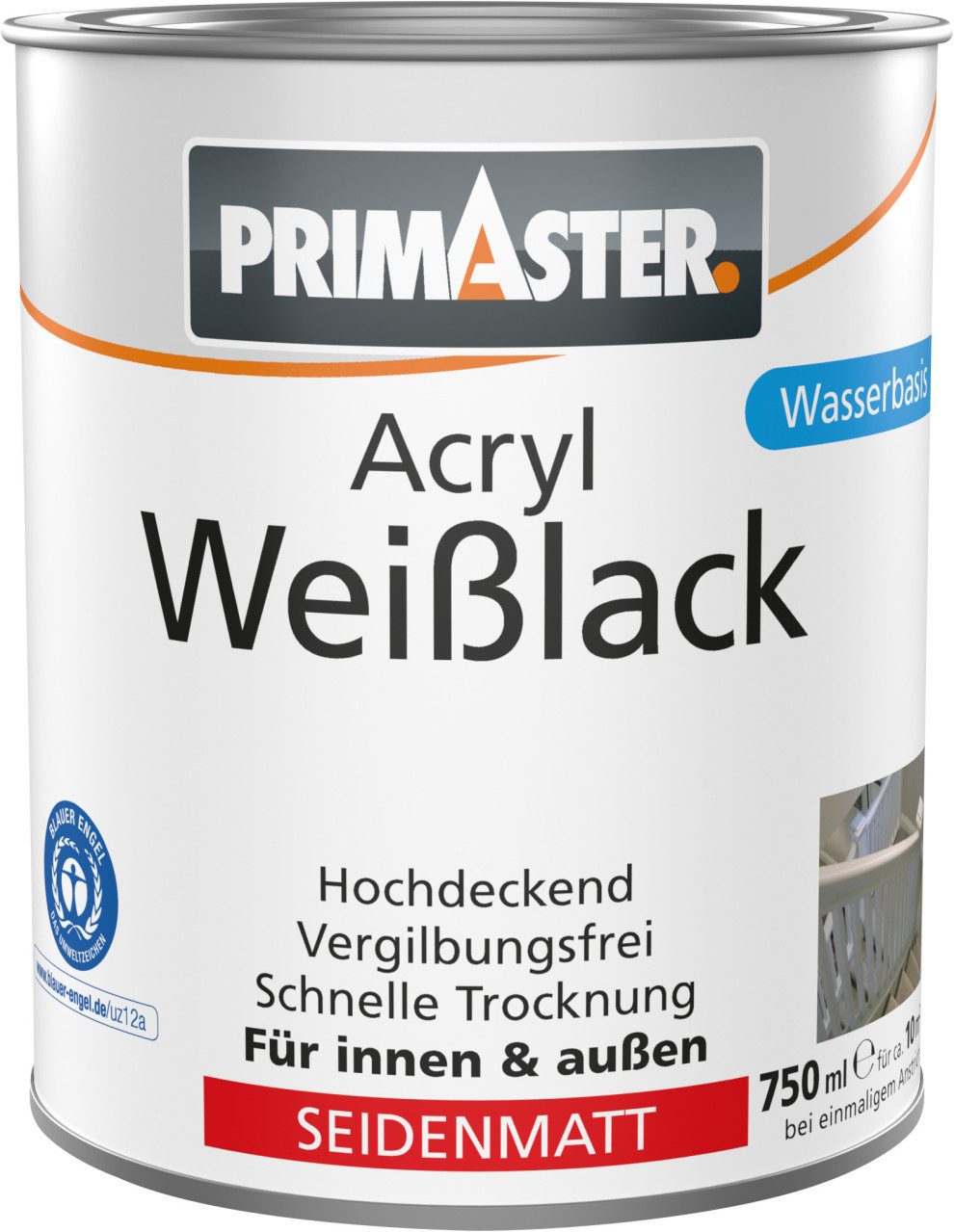 Primaster Weißlack Primaster Acryl Weißlack seidenmatt 750 ml