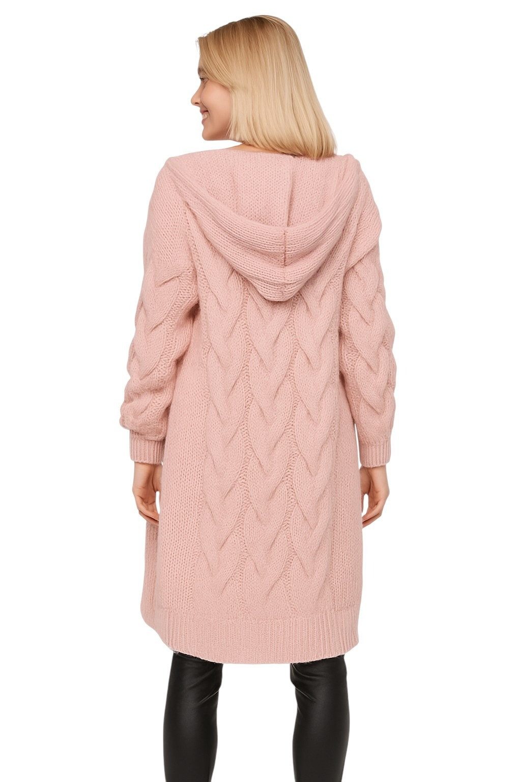 Worldclassca Kapuzenstrickjacke Worldclassca lange Strickjacke Zopfmuster Cardigan mit Kapuze Bolero Strickjacke mit Zopfmuster und Kapuze