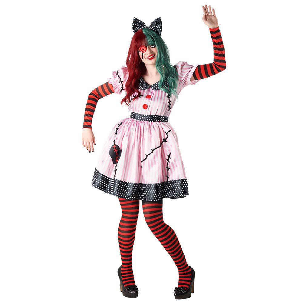Boland Monster-Kostüm Voodoo Puppen Kostüm Horror Puppe Damen Halloween Verkleidung Grusel