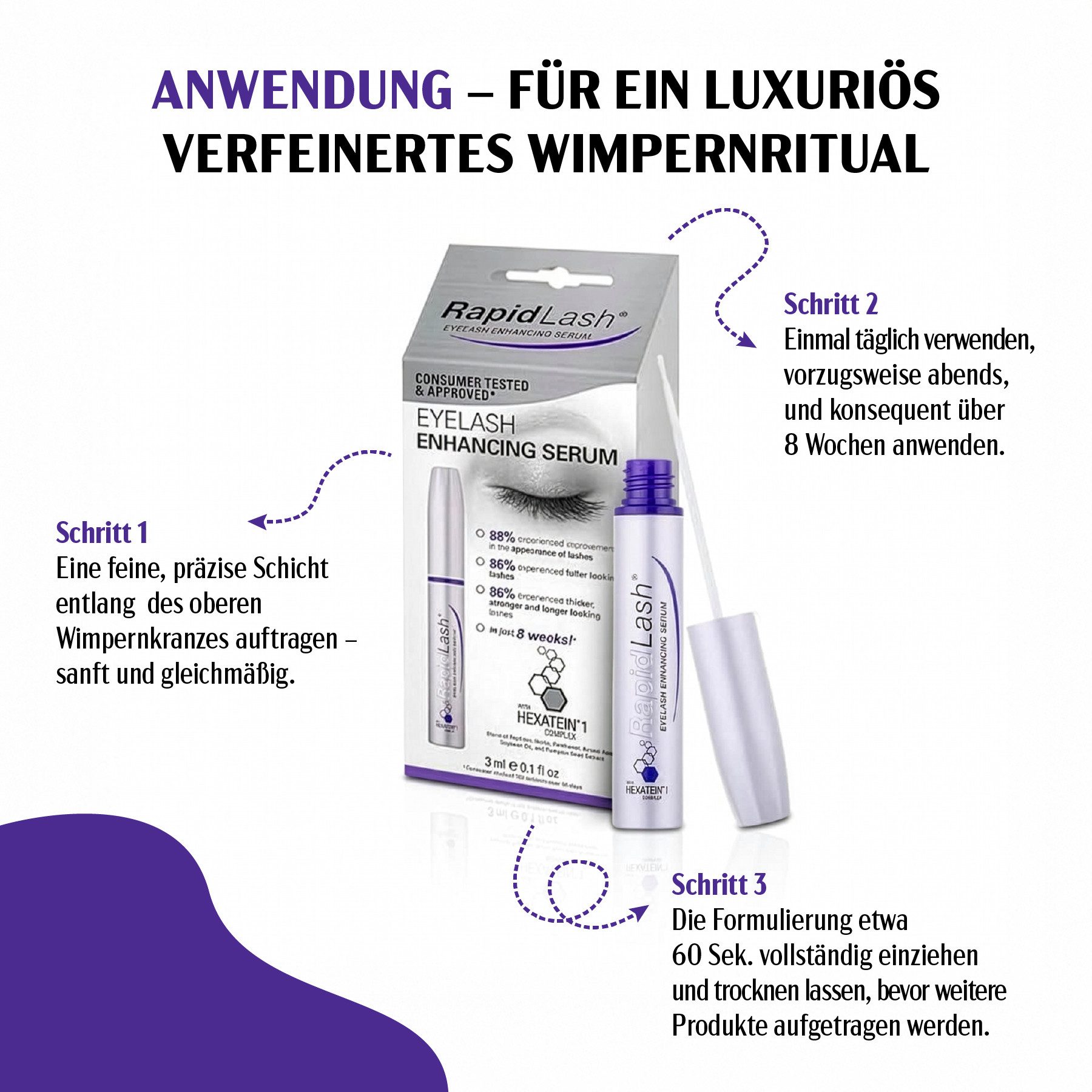 P-Beauty Cosmetic Accessories Wimpernserum Rapid/Lash Eyelash Serum zur Wimpernverlängerung 3ml, 1-tlg., Wimpernserum, Wimpernpflege, Rapid Serum – Bild 5 von 5
