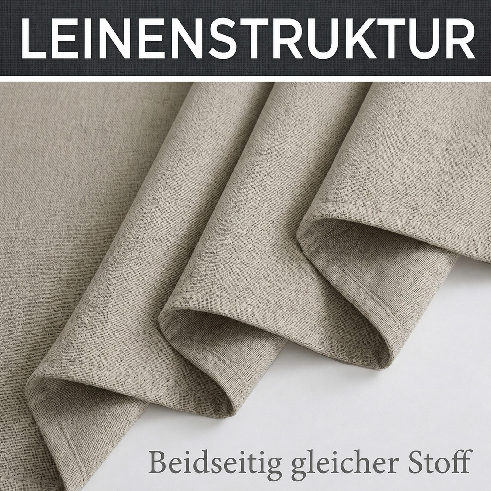 Rosnek Gardine Verdunkelungsvorhang 100 % Blickdicht, Raumteiler mit Thermoschutz, Leinenoptik mit biegbarem Schienensystem für Schlaf- & Arbeitszimmer – Bild 4 von 5