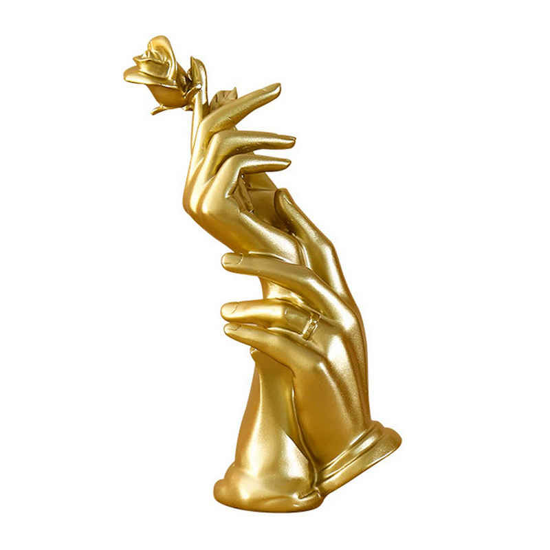 Silberstern Skulptur Handskulptur Rosenharzstatue moderne Dekoration, Art-Deco-Statue für Schlafzimmer und Wohnzimmer (Gold)