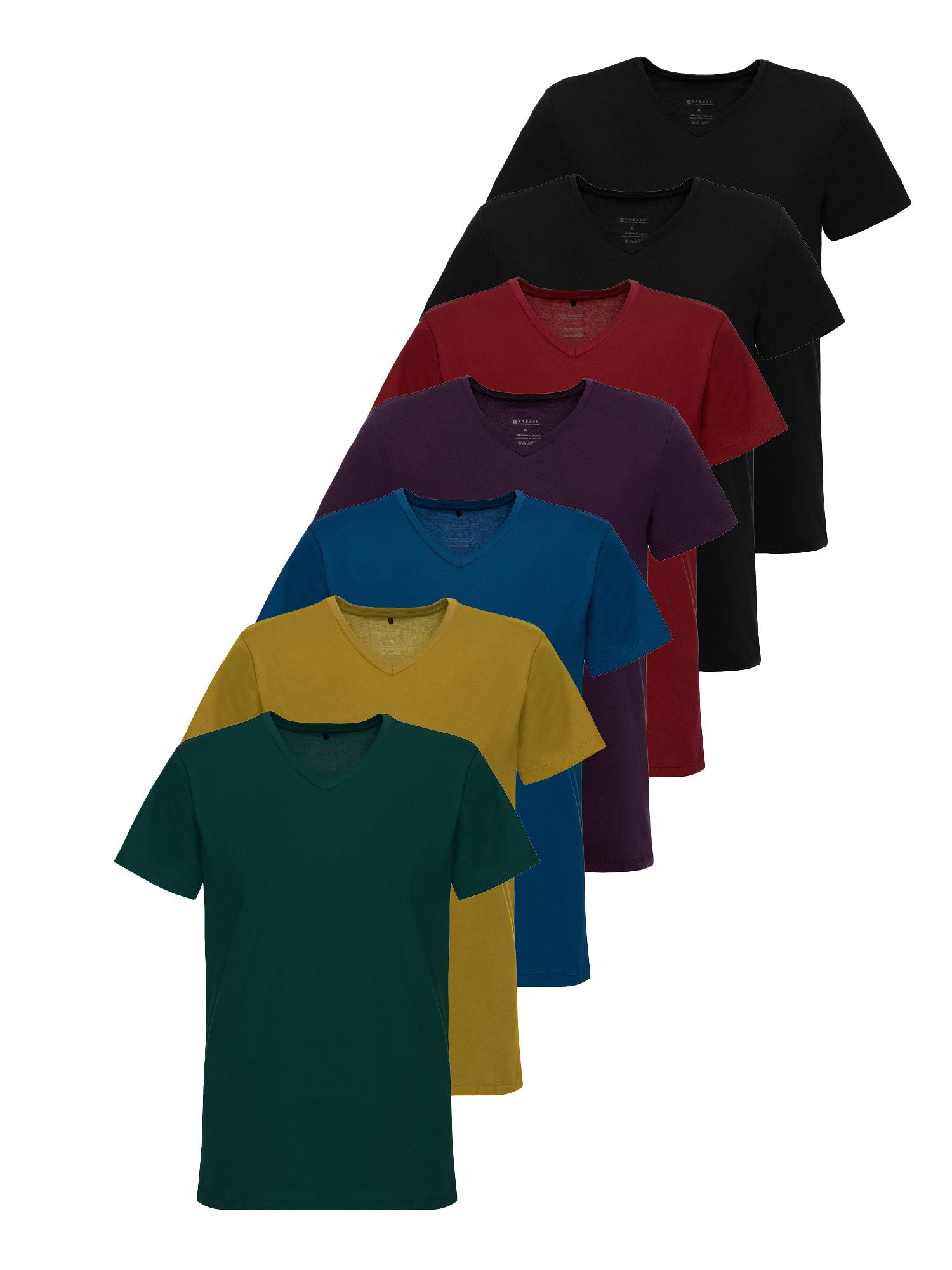 Tazzio T-Shirt E107 (Packung, 7-tlg) Herren Basic V-Ausschnitt