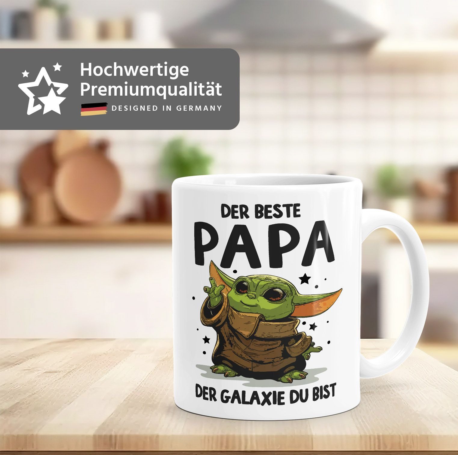 MoonWorks Tasse Kaffee-Tasse Papa Sprüche Geschenk Vatertag Lustig Motiv Baby-Yoda, Keramik