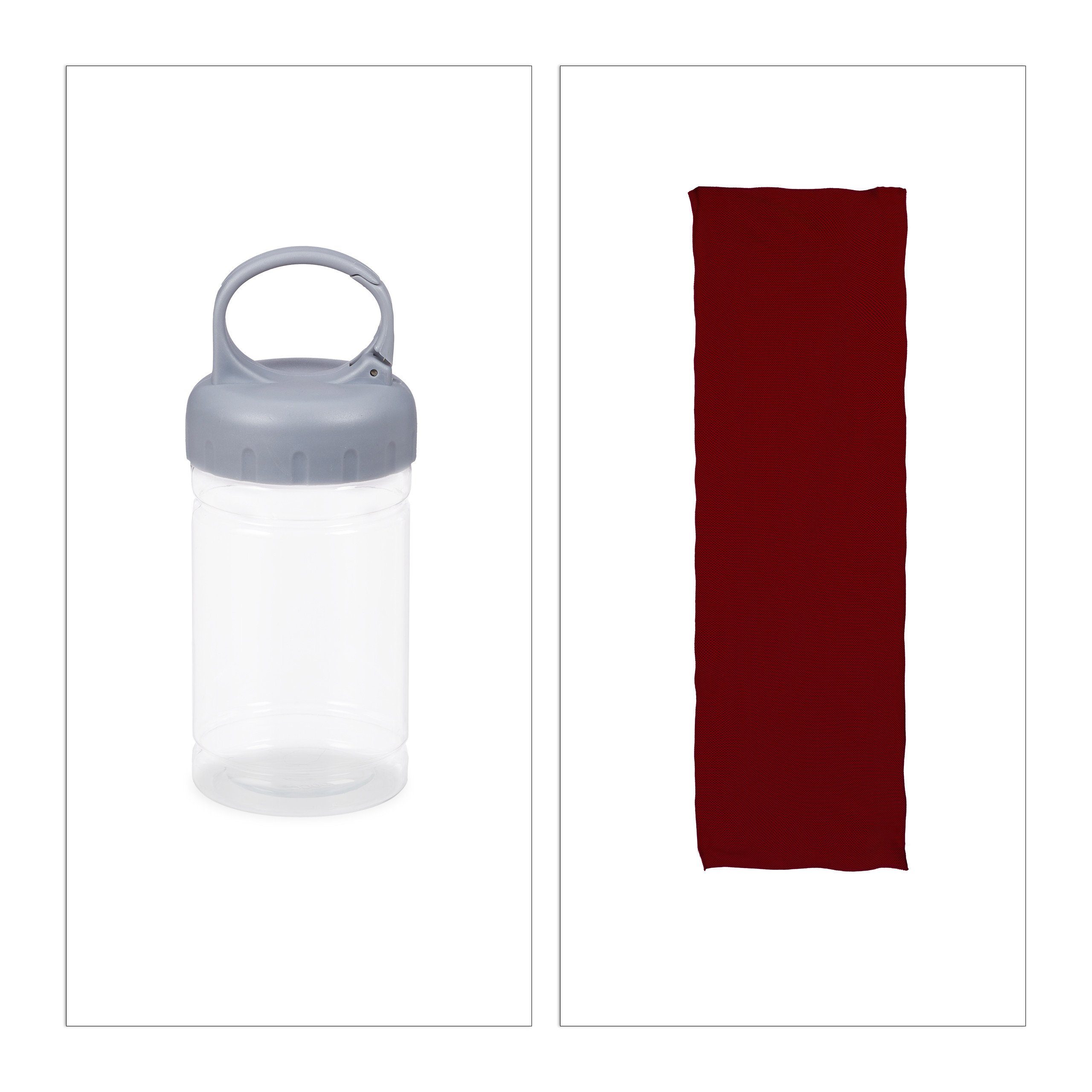 Kühlendes Sporthandtuch Transparent relaxdays Rot im Pack, Grau Dunkelrot 2er Handtuch