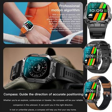 SGDDFIT Smartwatch (1,96 Zoll, Android, iOS), mit Telefonfunktion, IP68 Wasserdicht Sportuhr SpO2, Herzfrequenz