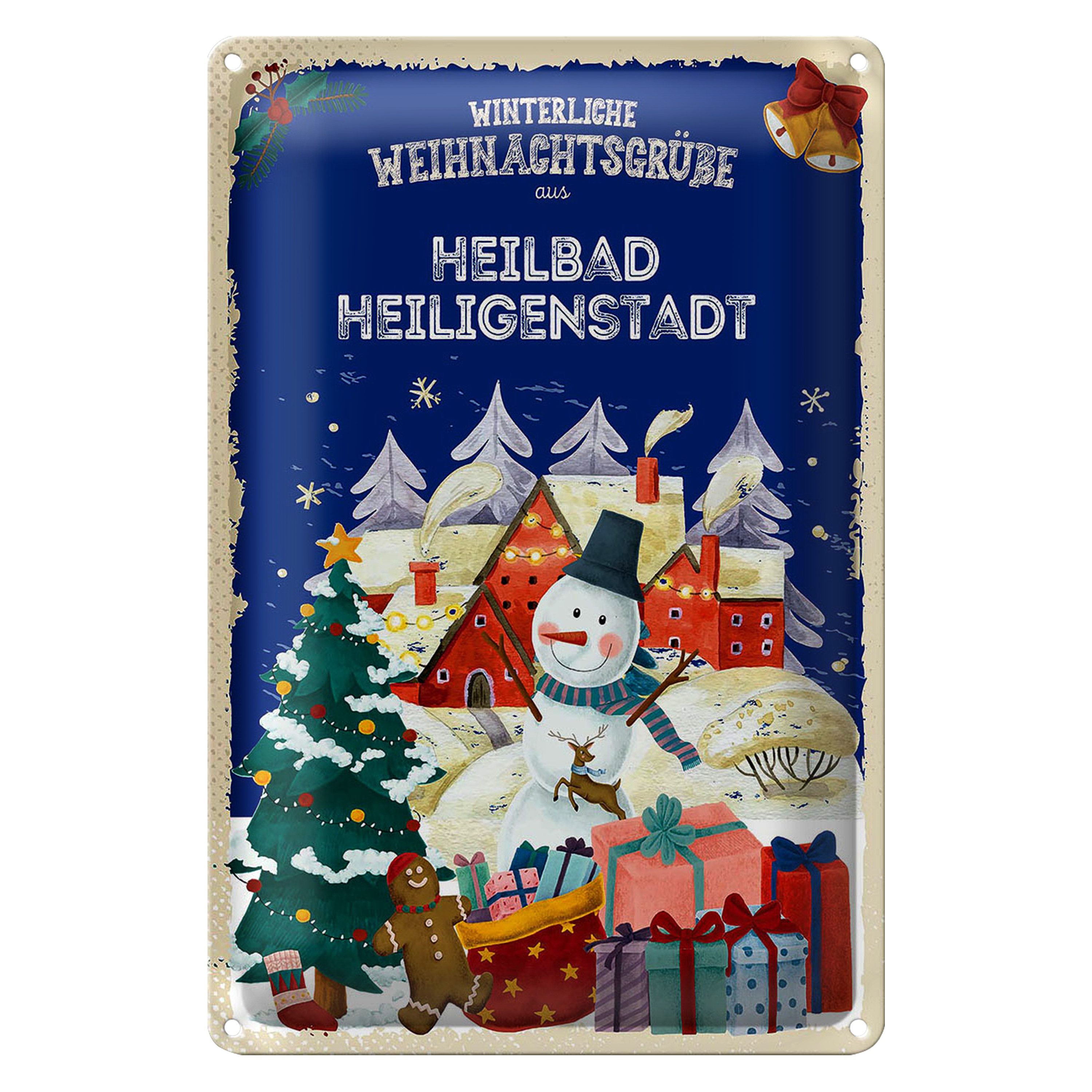 Roomando Metallschild Weihnachtsgrüße HEILBAD HEILIGENSTADT 12x18cm