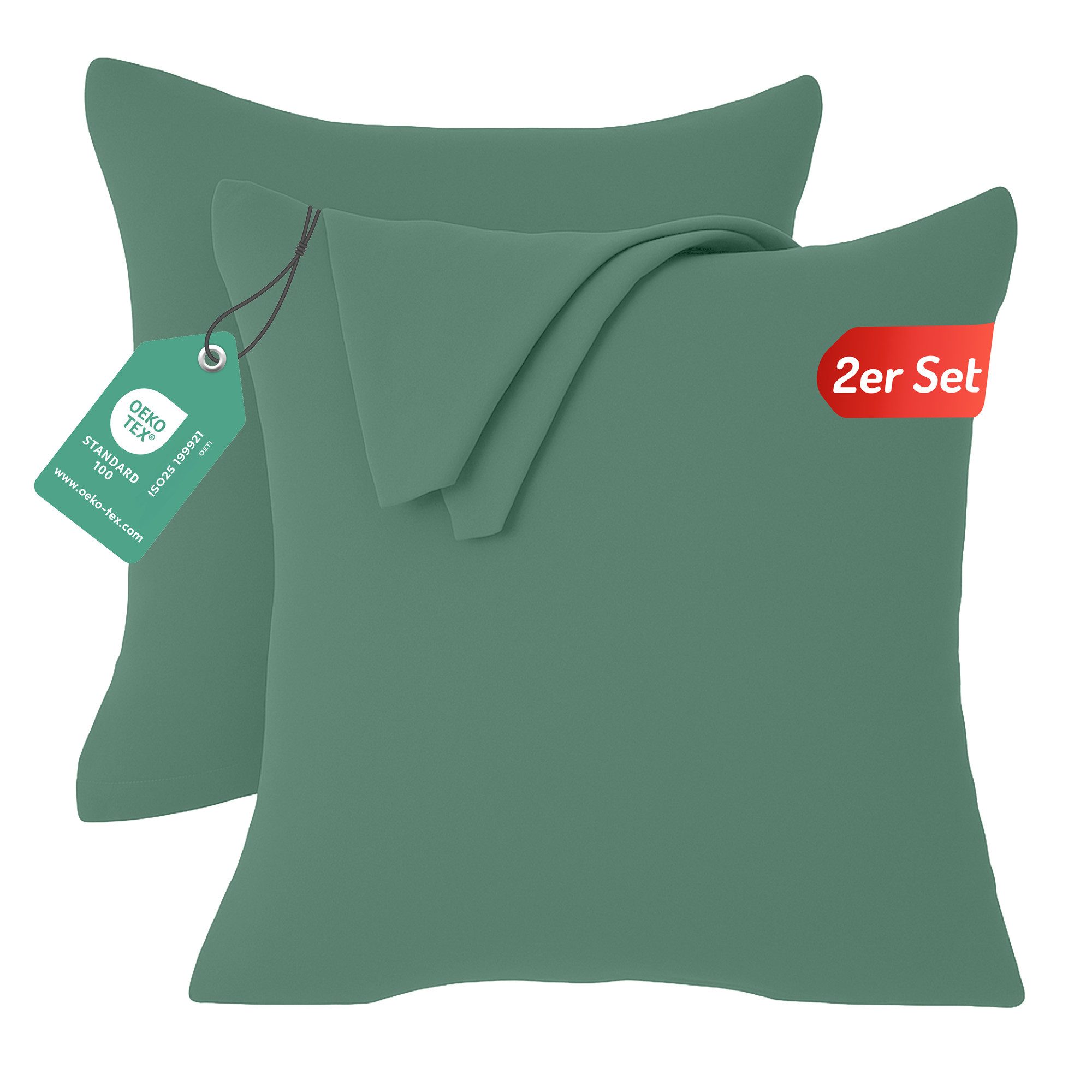 livessa Kissenbezug 2er Set Kissenbezug Kissenhülle Baumwolle Jersey Reißverschluss weich, %100 Baumwolle Jersey Stoff 140 g/m², Ultra Weich und Atmungsaktiv
