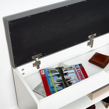 Mondeer Schuhbank Aufklappbare Schuhschrank mit Sitzkissen, aus E1 Holzspanplatte, Flur Schuhregal 104 x 45 x 30 cm