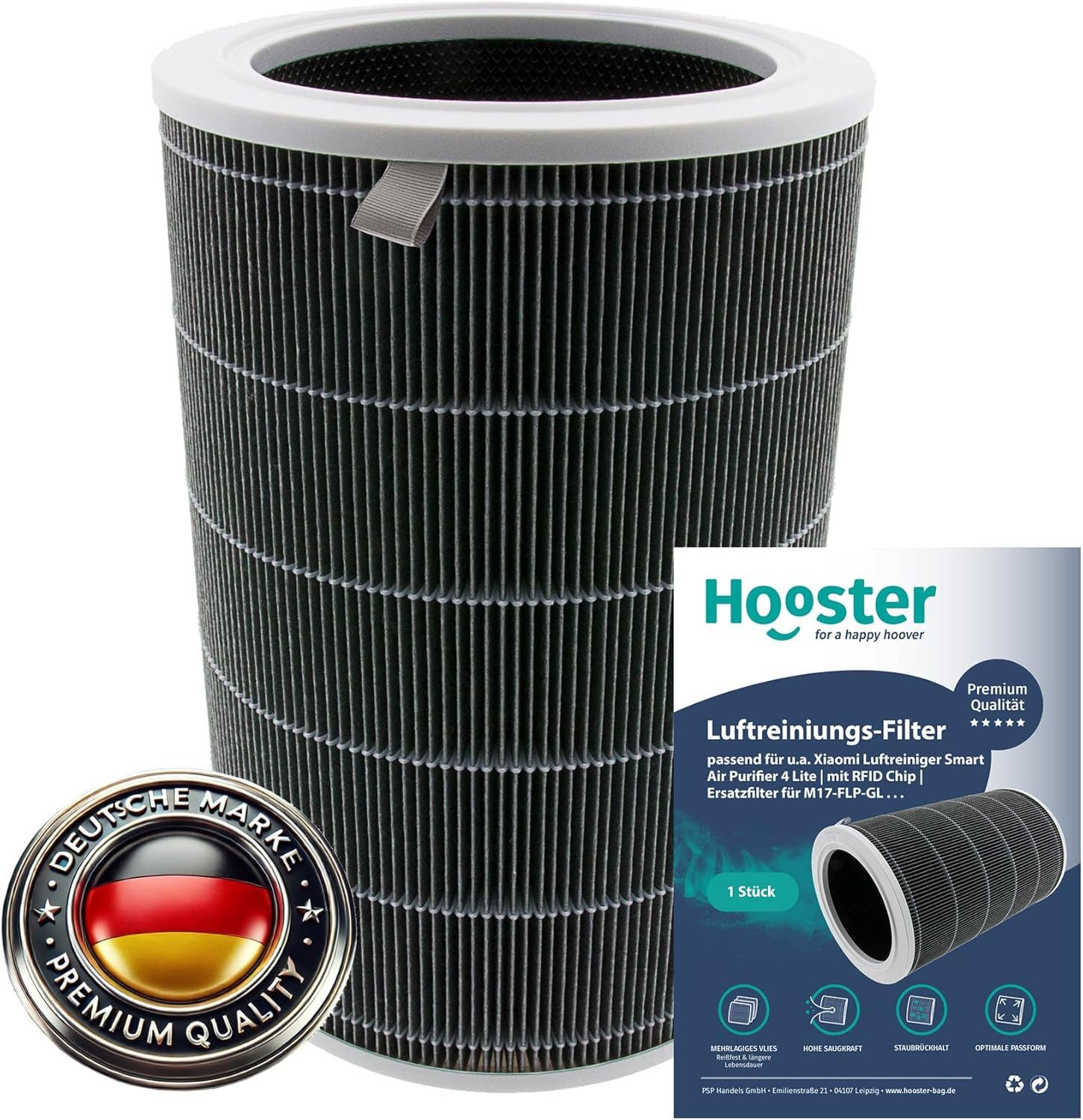 Hooster Luftfilter 1 HEPA Filter kompatibel mit Xiaomi Smart Air Purifier 4 Lite mit RFID Chip Ersatzfilter fur M17 FLP GL