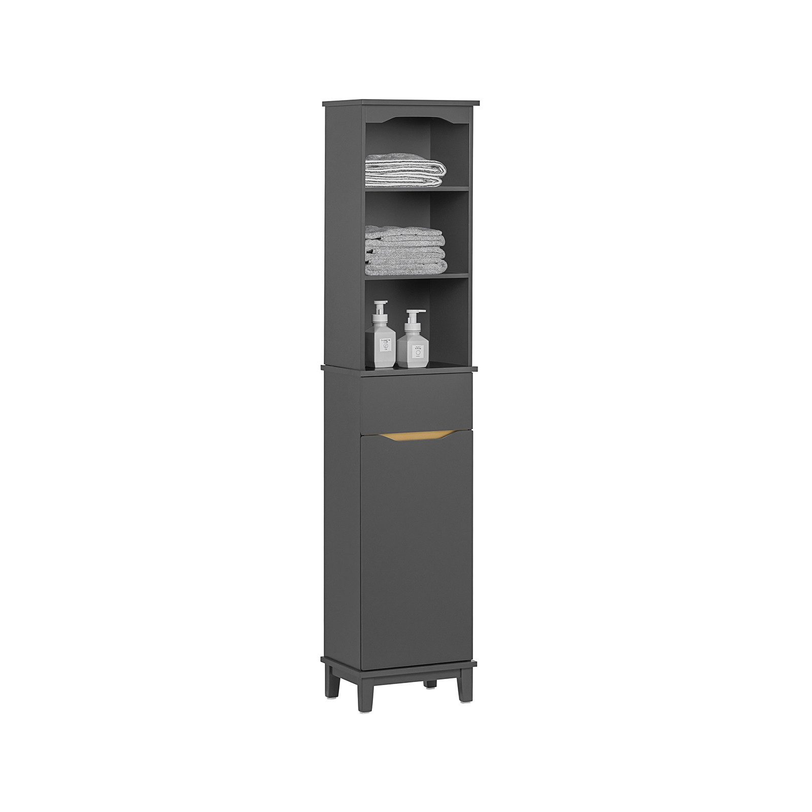 SoBuy Hochschrank Schmal Badregal mit 1 Schublade und 1 Tür Grau BZR112-DG günstig online kaufen