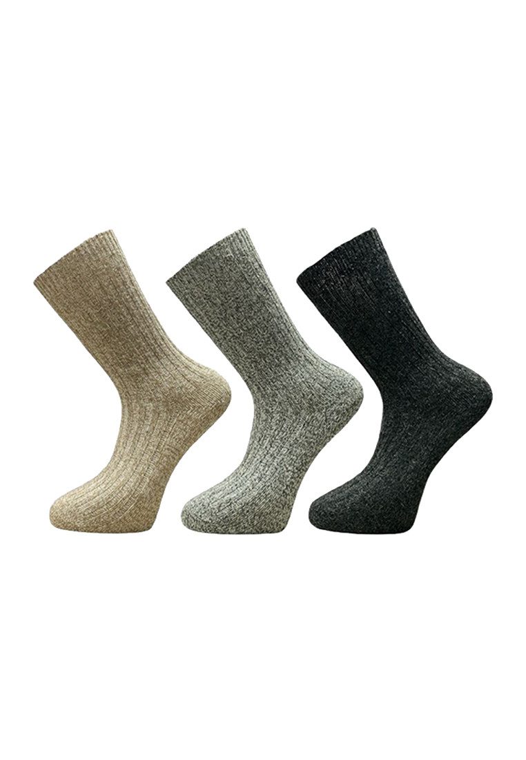 Socken Alpaka Socken Herren 3er Pack im Norweger-Stil für kalte Wintertage