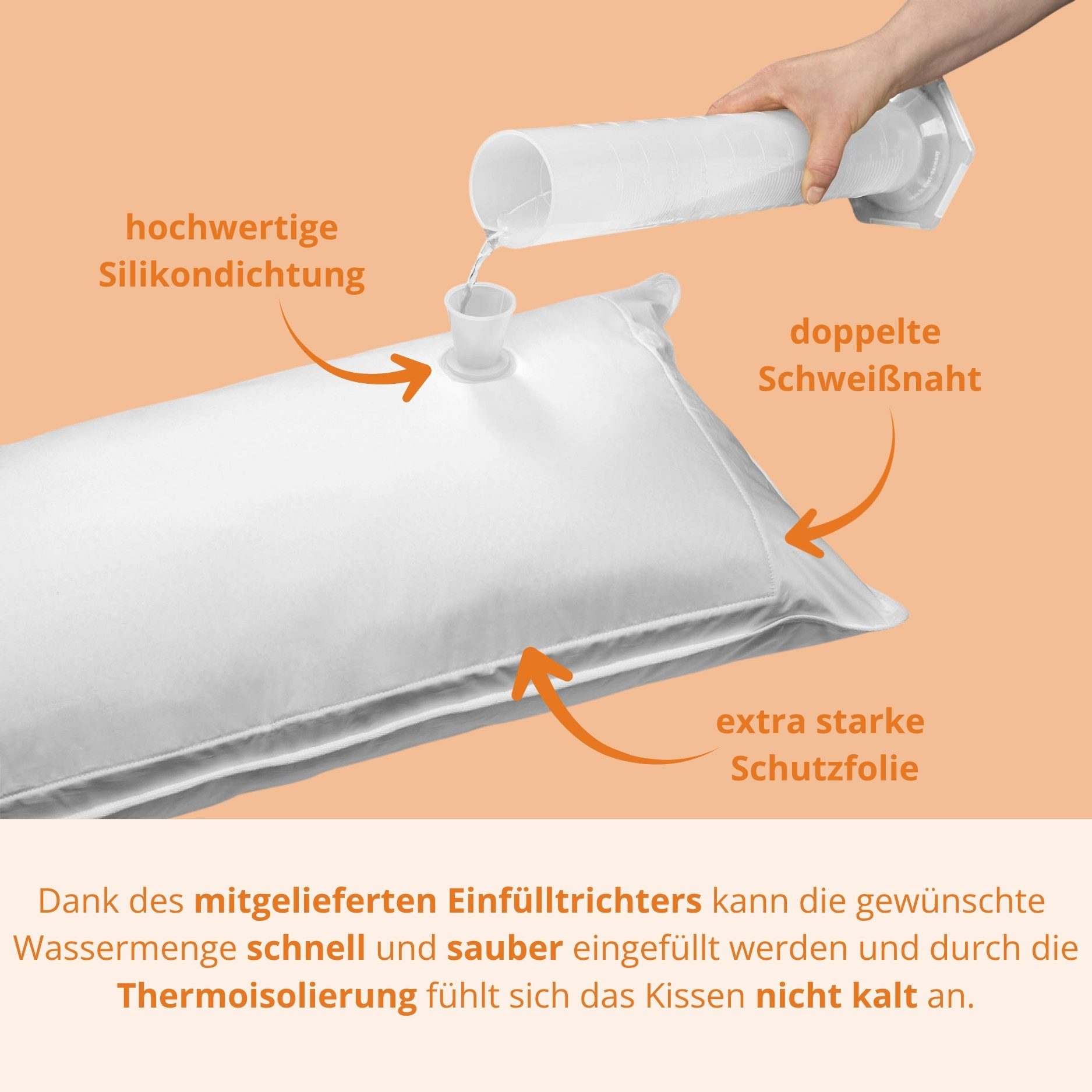 sleepling Wasserkissen orthopädisches Kopfkissen, 2-tlg., 40x80 cm oder 50x70 cm, einzeln oder als 2er Set – Bild 3 von 5