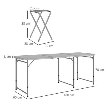 Outsunny Sitzgruppe Campingtisch Set Klappbar, (Camping Sitzgarnitur, 7-tlg., Campingtisch mit 6 Stühlen), für Picknick, Garten, Aluminium, Grau