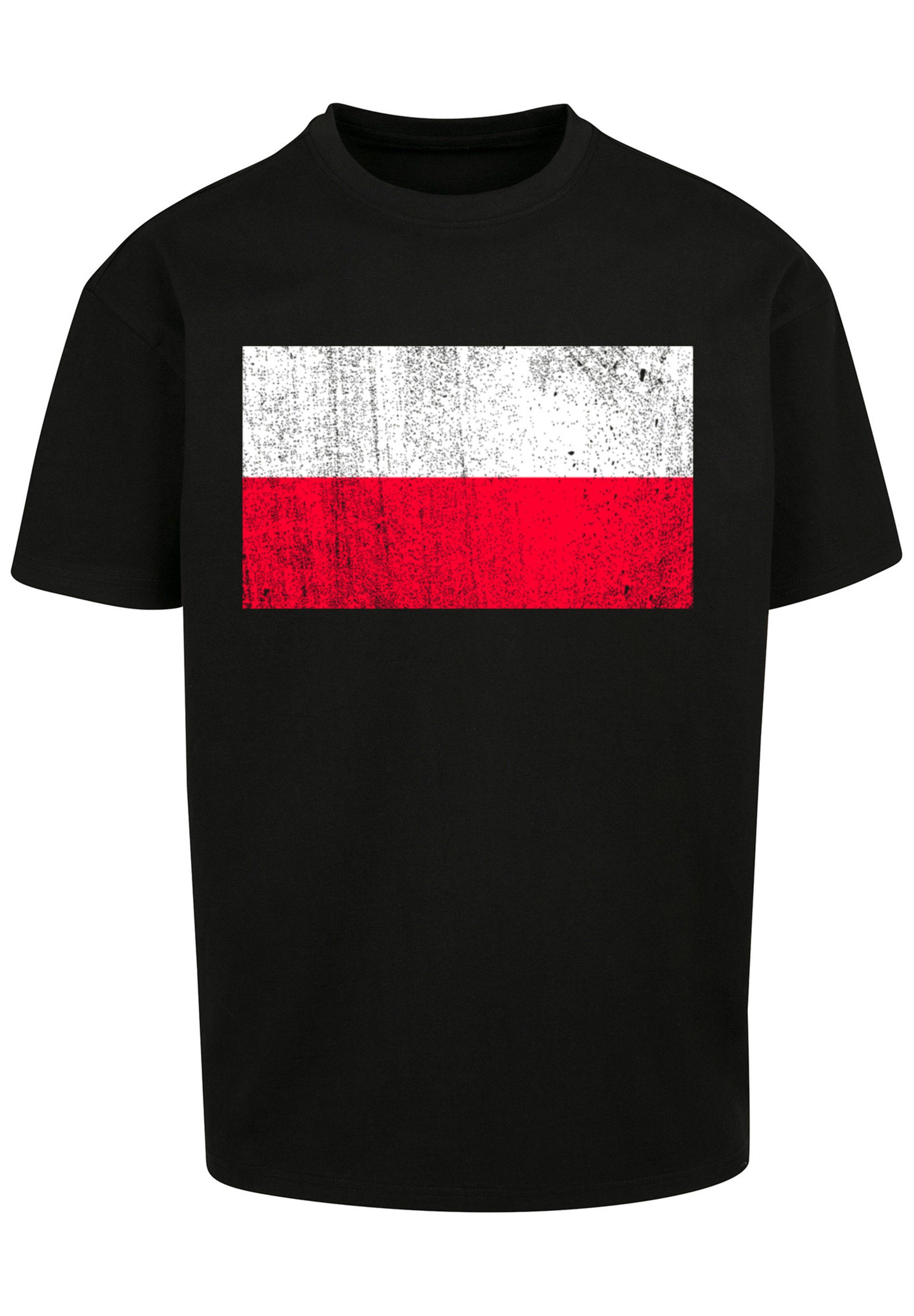distressed schwarz T-Shirt F4NT4STIC Poland Polen Print Flagge