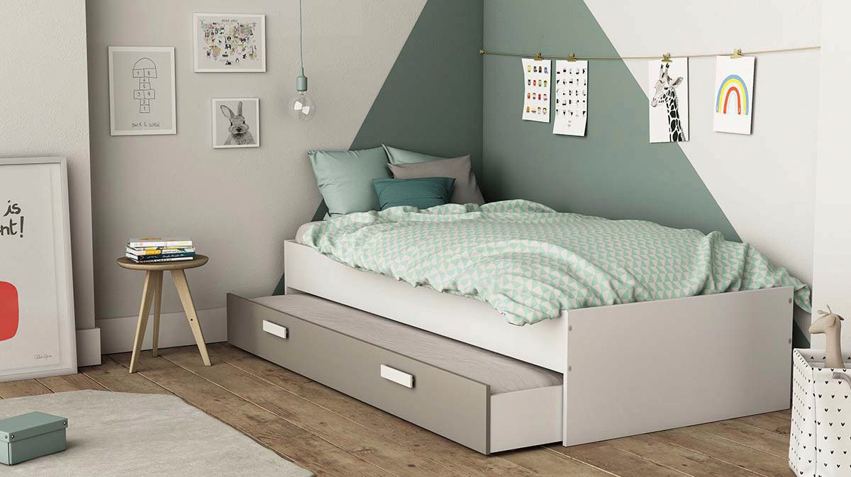 Demeyere GROUP Einzelbett TIDY BETT Weiss 90X200 Optional erweiterbar, Ergänzbare Module mit extra Schubladen & Schränken
