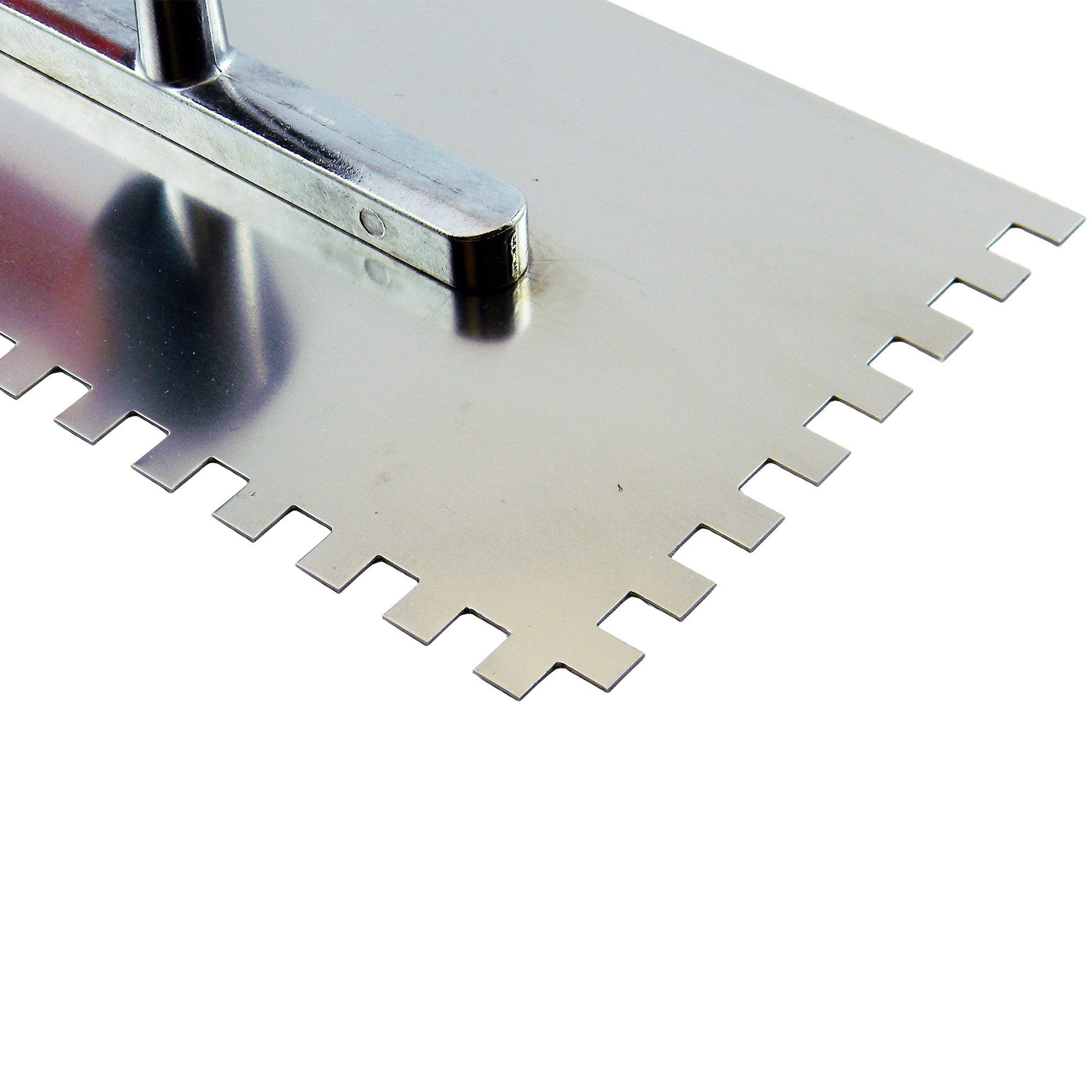 ConToo Zahnspachtel Zahnkelle Maurerkelle 280x130 Fliesenkelle HOLZGRIFF 10x10mm - 5 St.