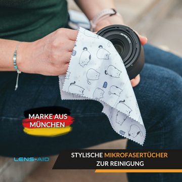 Lens-Aid 5er-Set Design Mikrofasertücher mit Tier-Design Mikrofasertuch (verschiedene Tierdesigns, 5-tlg., schonende Reinigung von Kamera, Objektive, Smartphone, Tablet, Brille)