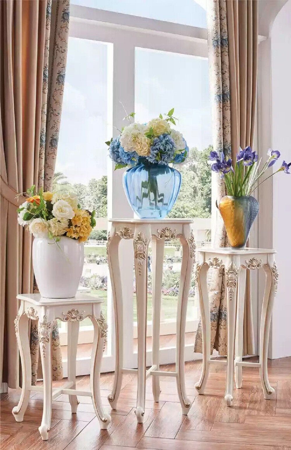Ablage Ständer Klassischer Blumenständer in Stil Made JVmoebel Europa Säule (3 St., 3x Blumenständer Blumenständer), Luxus Wohnzimmer