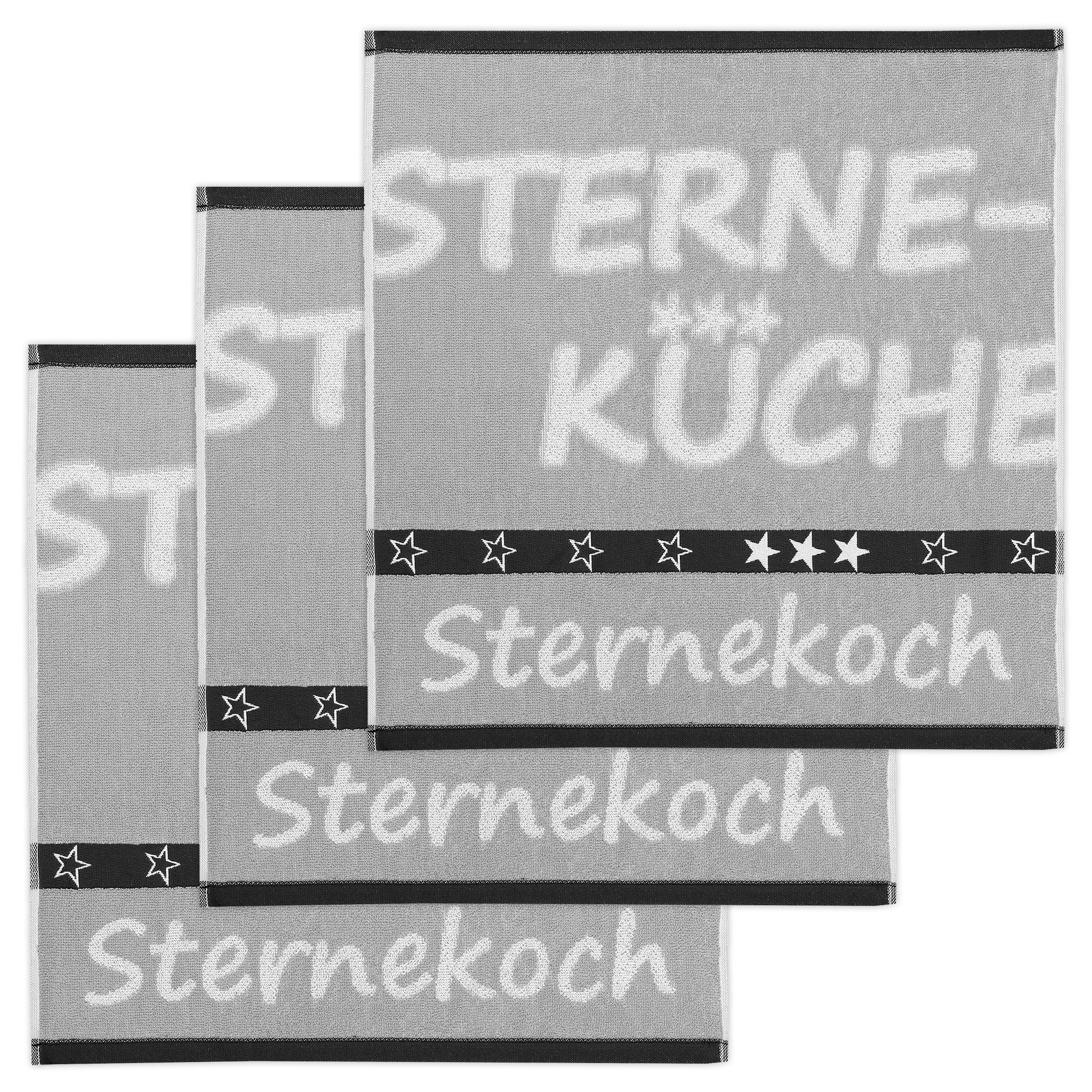 50x50cm (Set, Küchenhandtücher (3 3er Pack ca. Sternekoch, Set), Geschirrtuch Stück) Kracht Frottee 3-tlg., Baumwolle