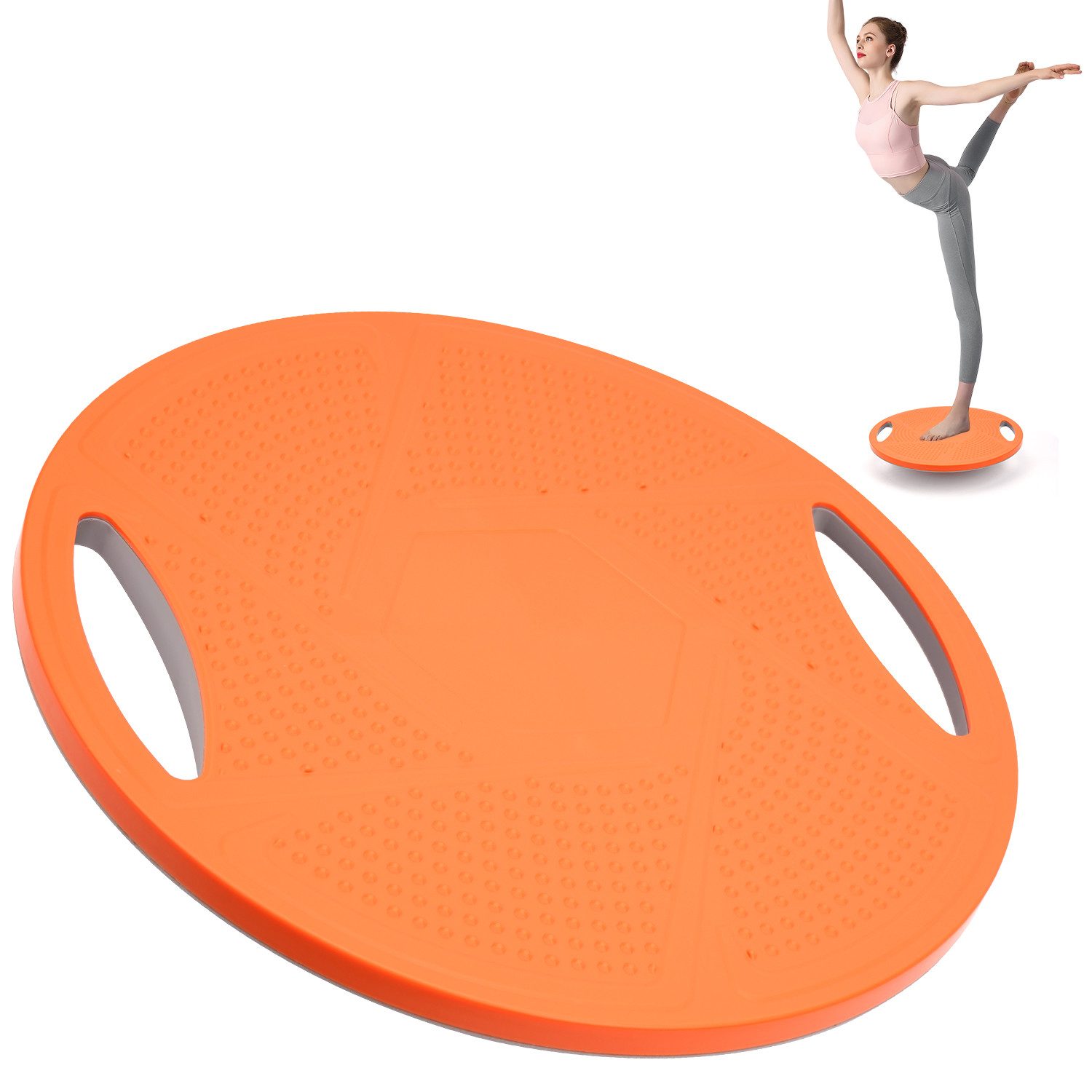 OSTWOLKE Balanceboard Wackelbrett Balance Pad mit Griffen Gleichgewichtstrainer Ø42cm, Rutschfester Oberfläche, max. 150 KG, ideal für Gleichgewichtstraining