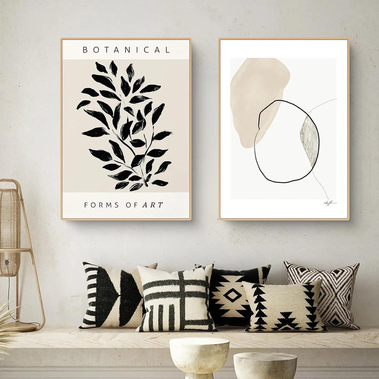 LuxusKollektion Leinwandbild Poster Abstrakt Geometrisch Pflanzen Boho 2er günstig online kaufen