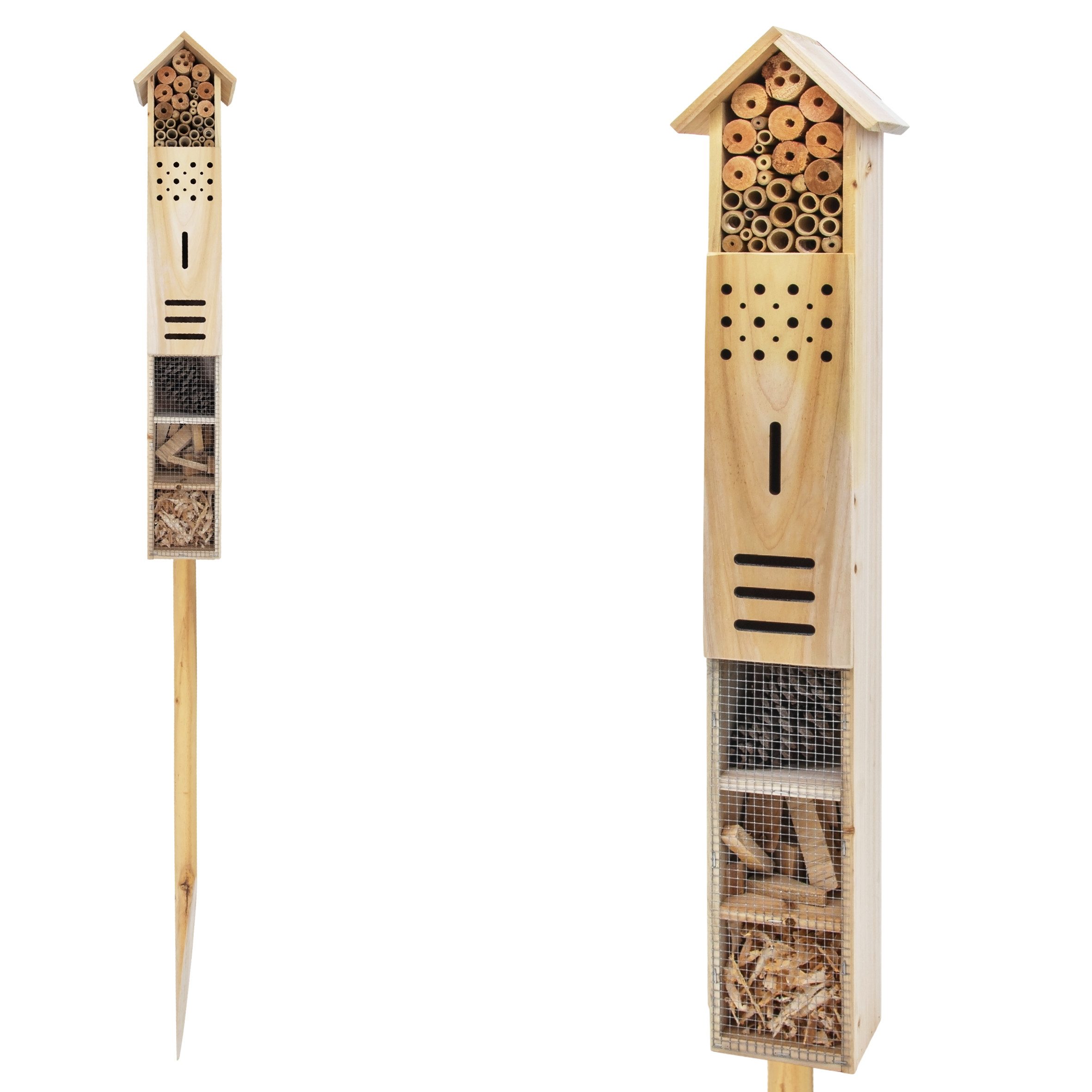 Spetebo Insektenhotel Insektenhotel mit Erdspieß - 79 cm, (Komplett-Set, 2-St., Insektenhotel mit Erdspieß), Nisthilfe Unterschlupf